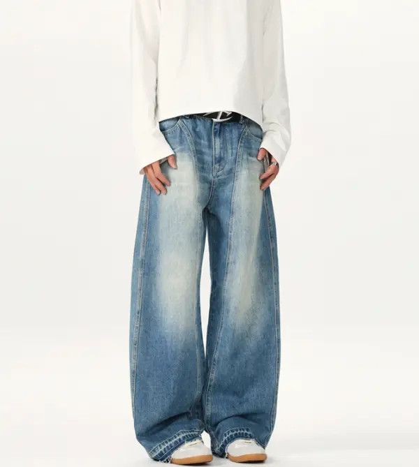 Japanese Brand Blue lightning three-dimensional tailoring baggy jeans men Size US 32 / EU 48 - 3 Thumbnail