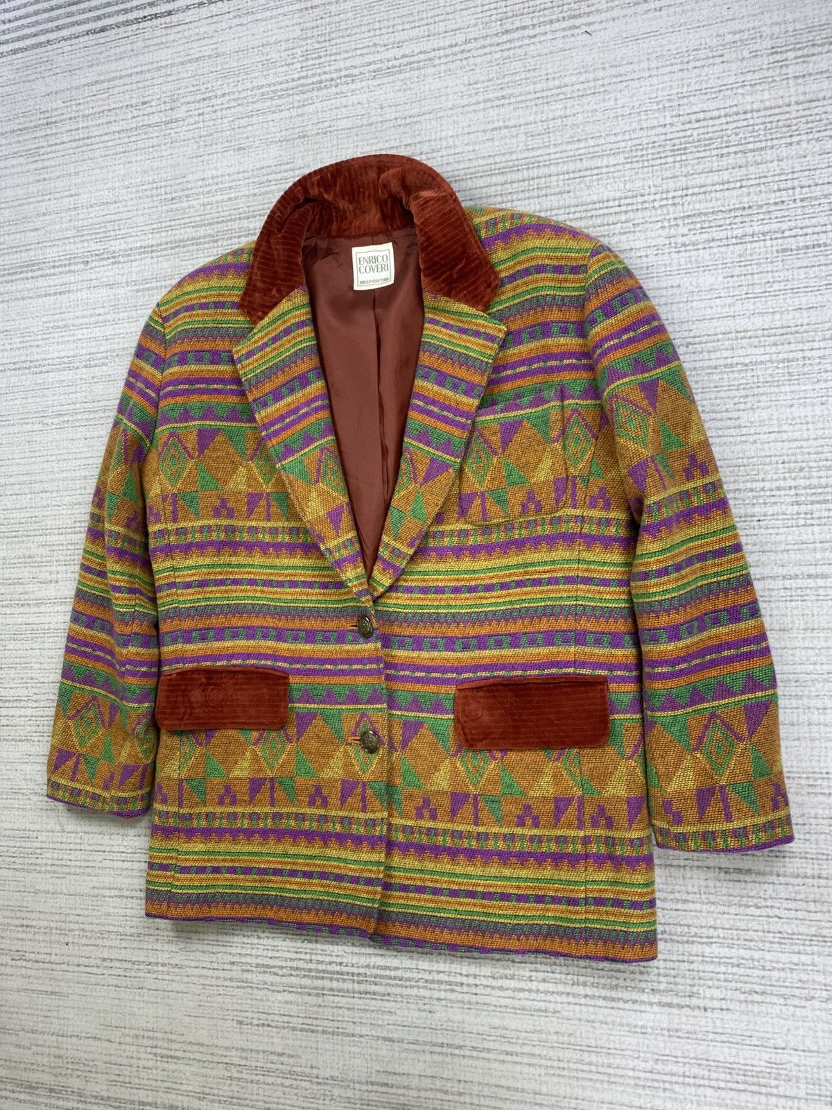 Enrico Coveri Vintage 90s Enrico Coveri Multicolour Westbound Style Blazer Size US M / EU 48-50 / 2 - 4 Thumbnail