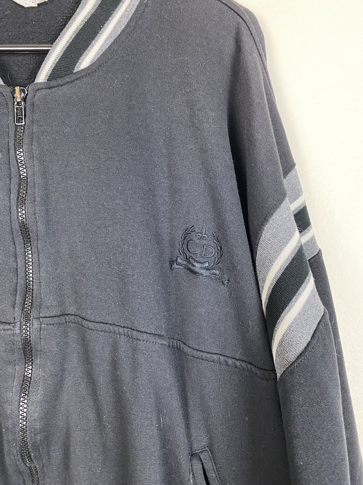 Christian Dior Monsieur Vintage Christian Dior Fleece Jacket Grey Stripe Size US XL / EU 56 / 4 - 2 Thumbnail