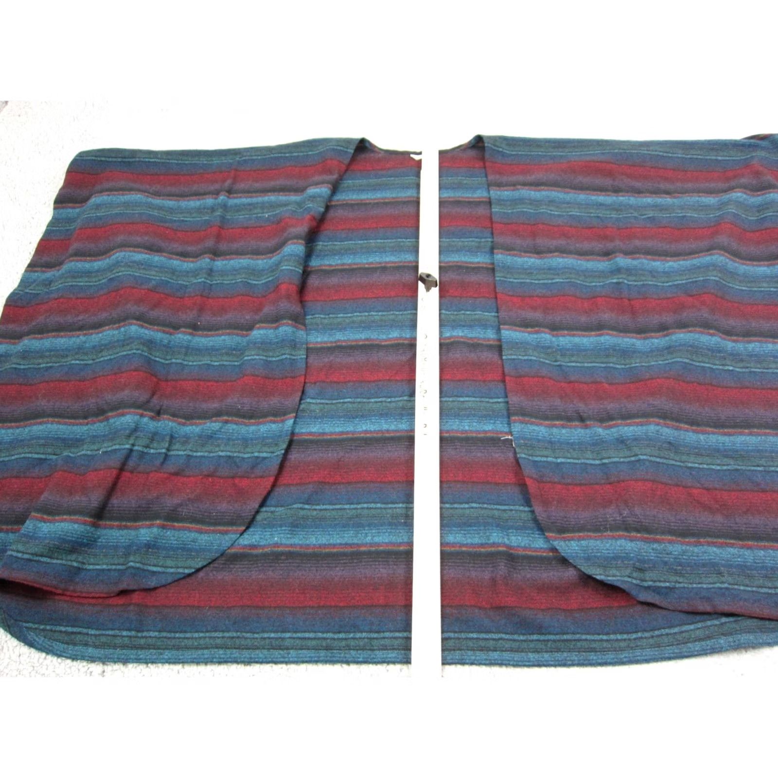 Vintage Vintage Texas Body Hangings Poncho Shawl Wool Blue Striped Knit One Size Women 80s 90s Size ONE SIZE - 4 Thumbnail