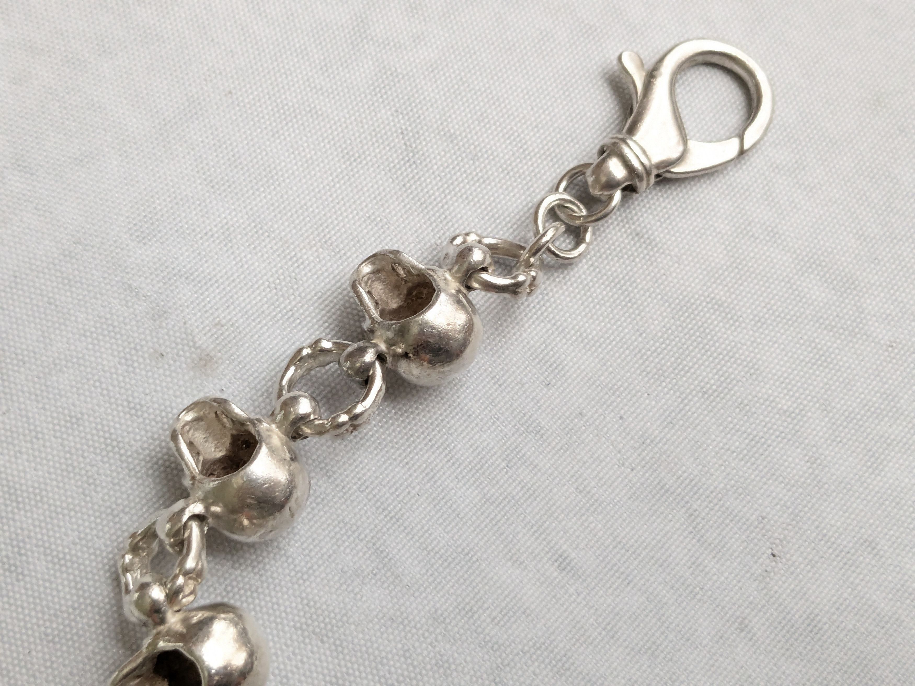 Jewelry Sterling Silver Skull Bracelet 8.5" Skelton Biker Punk Size ONE SIZE - 9 Thumbnail
