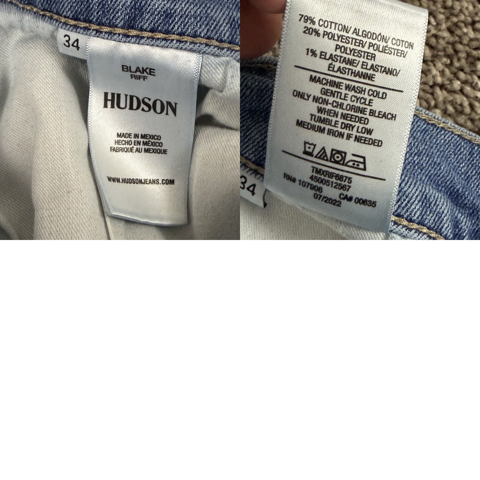 Hudson Hudson Jeans Men 34 Slim Straight Low Rise Medium Wash Denim Blake Shirt? Size US 35 - 9 Thumbnail