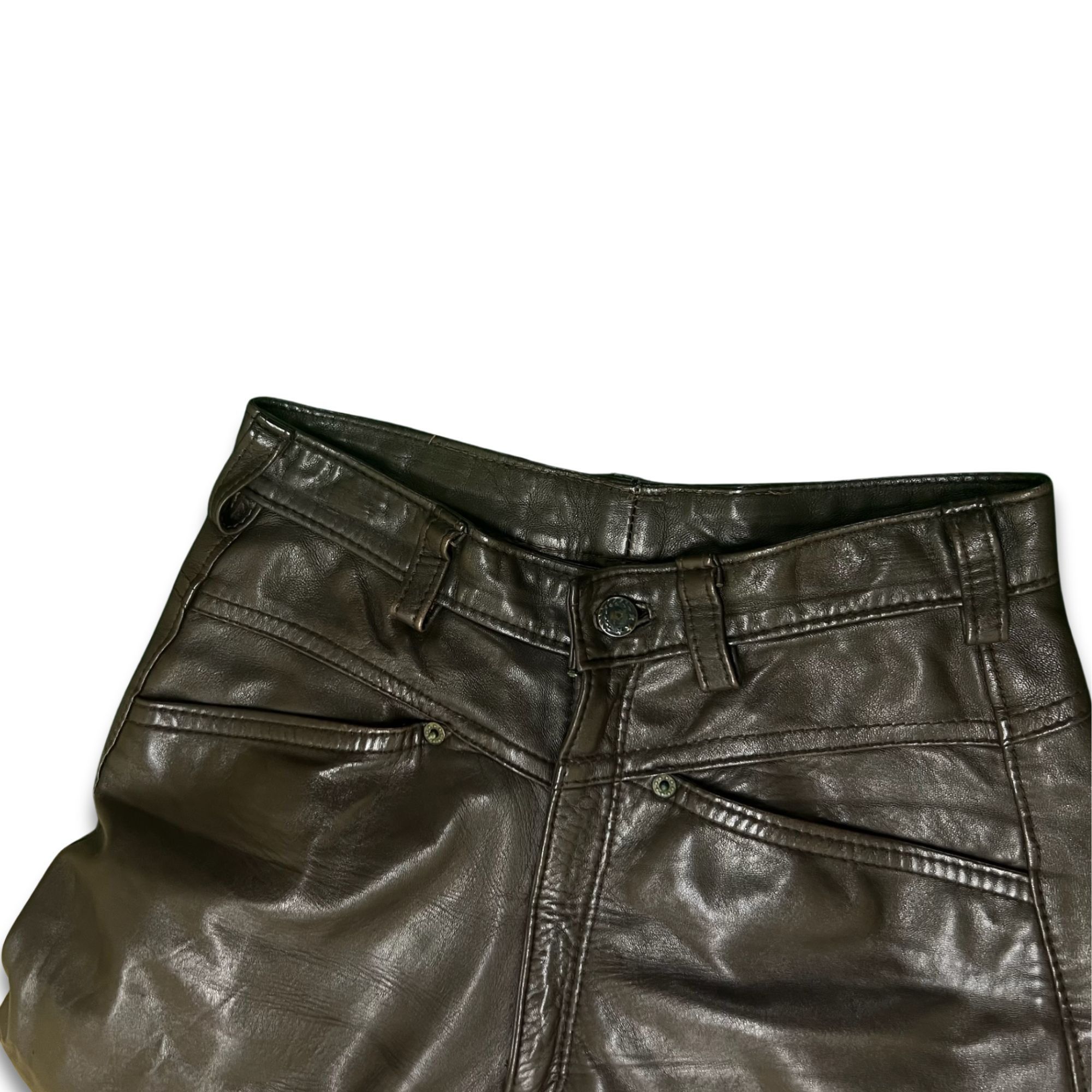 Other Brown Leather Pants With Belt Loops Pockets & Front Zipper C Size 26" / US 2 / IT 38 - 7 Thumbnail