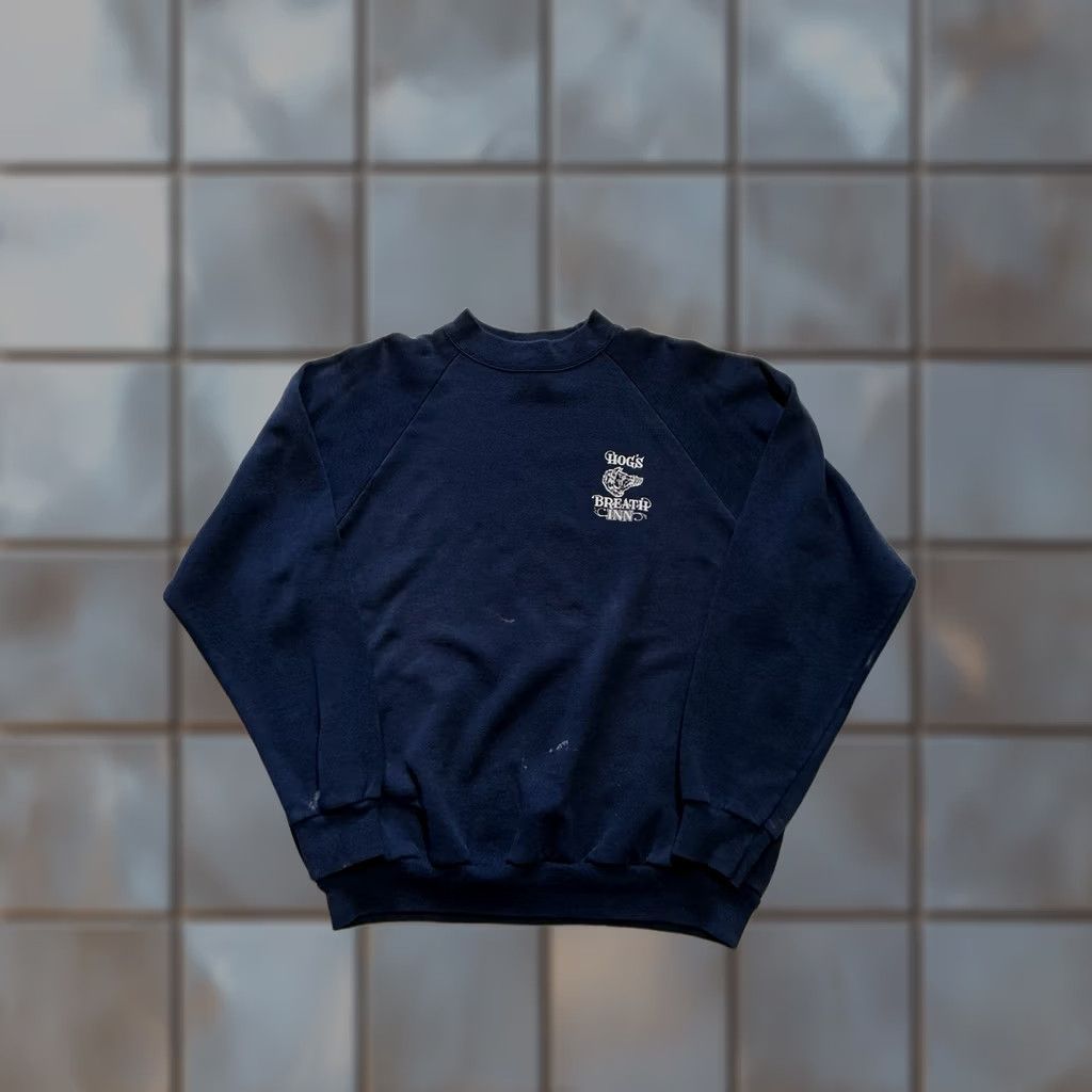 Hanes VINTAGE Hanes Sweatshirt Navy Blue Fleece Pullover Hogs Breath Inn Carmel By The Sea XL Mens Size US XL / EU 56 / 4 - 1 Thumbnail