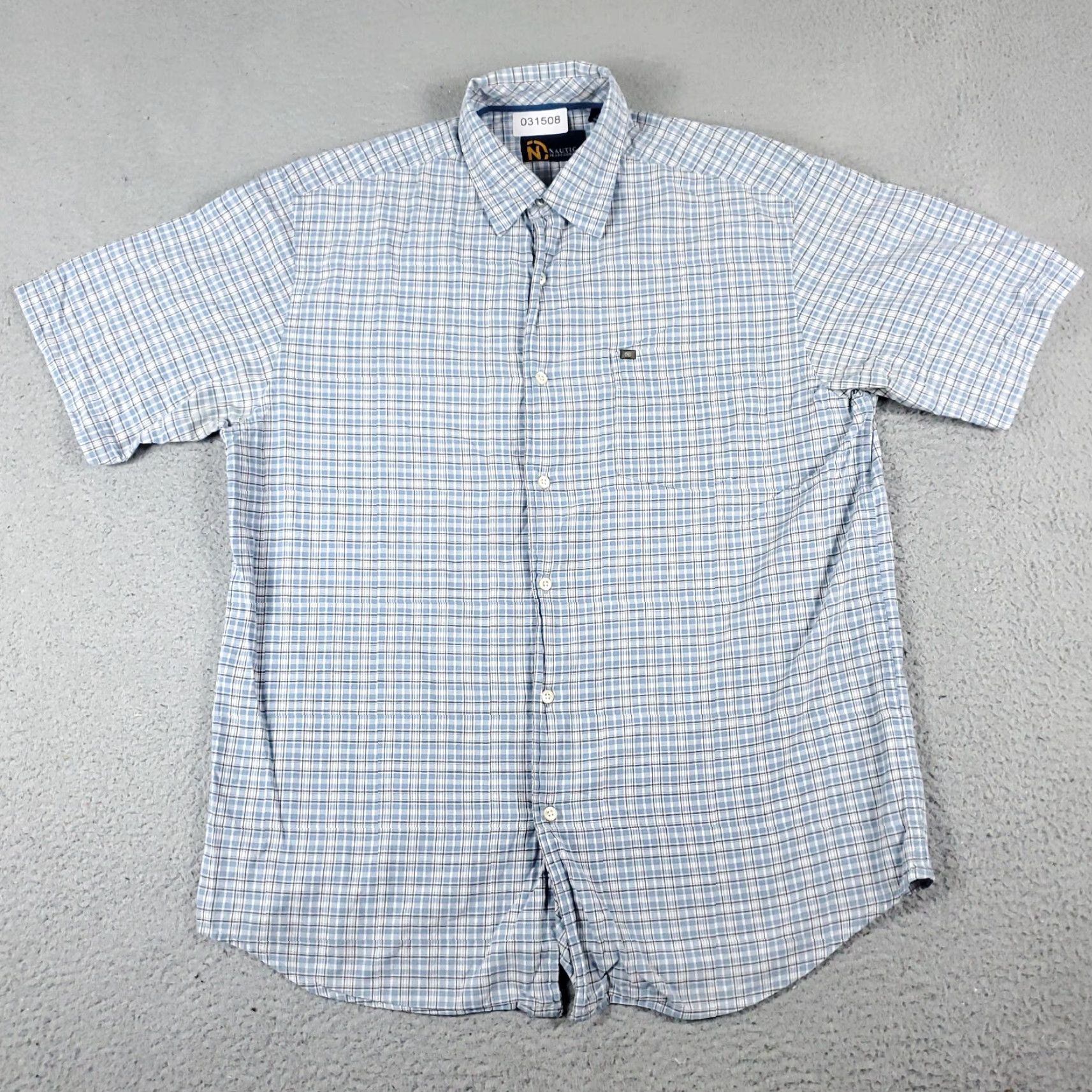 Nautica Nautica Shirt Mens Medium Blue Plaid Button-Up Short Sleeve Casual Office Workwear button-down M Blue Mens Size US M / EU 48-50 / 2 - 3 Thumbnail