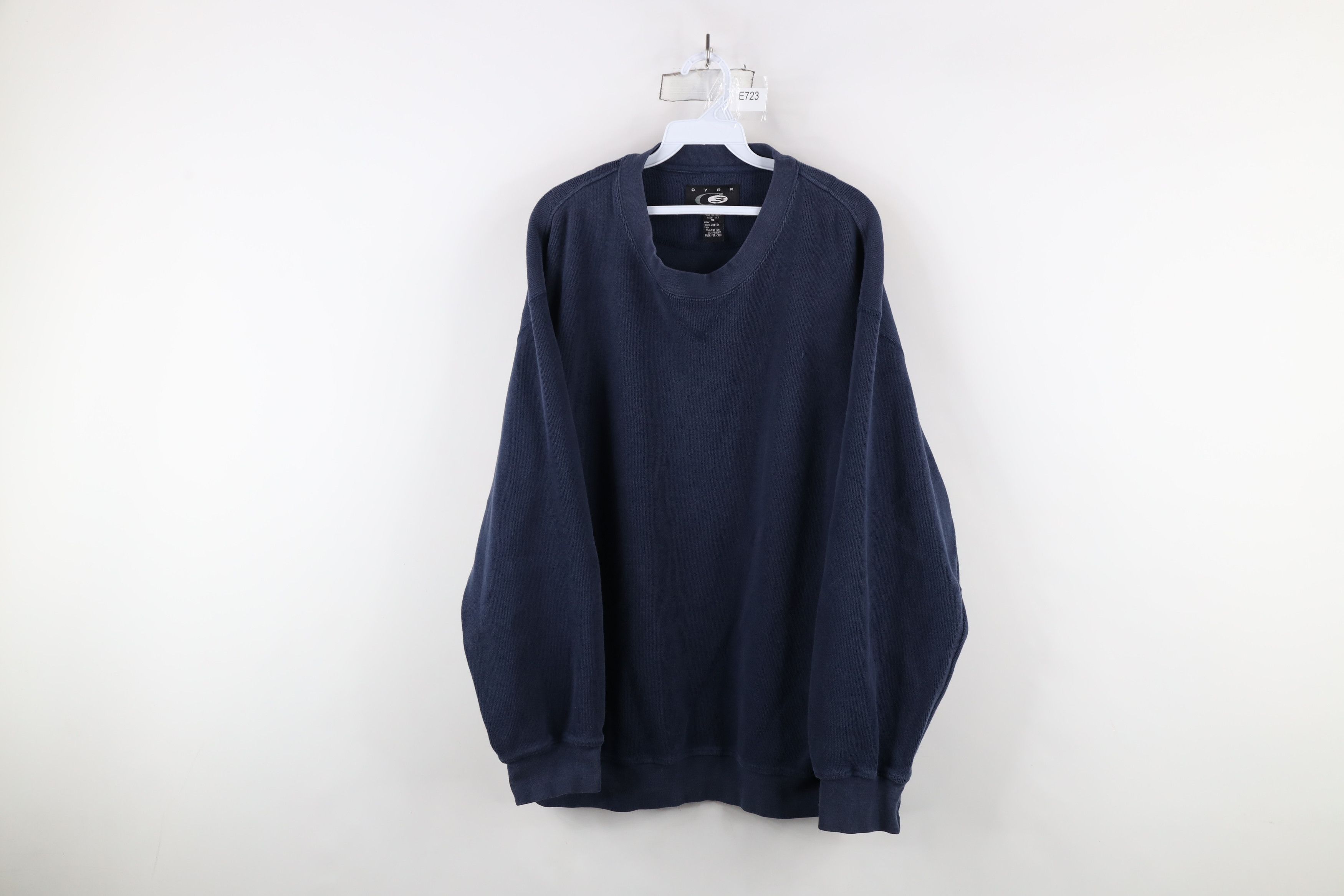 Vintage Vintage 90s Streetwear Ribbed Knit Crewneck Sweater Blue Size US XL / EU 56 / 4 - 1 Thumbnail
