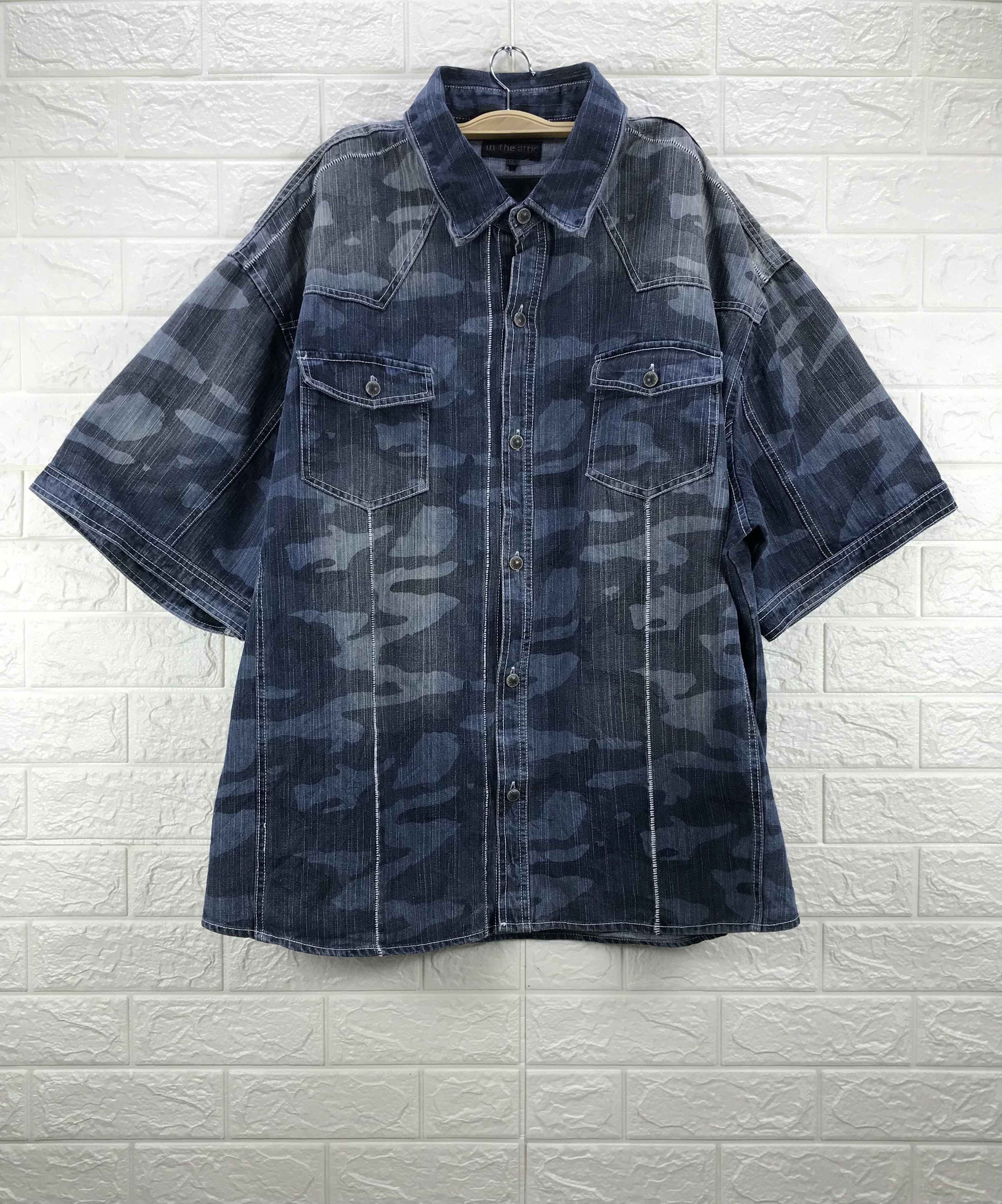 image of Avant Garde x In The Attic Vintage In The Attic Camo Jeans Button Ups Baggy Shirt, Men's (Size 2XL)