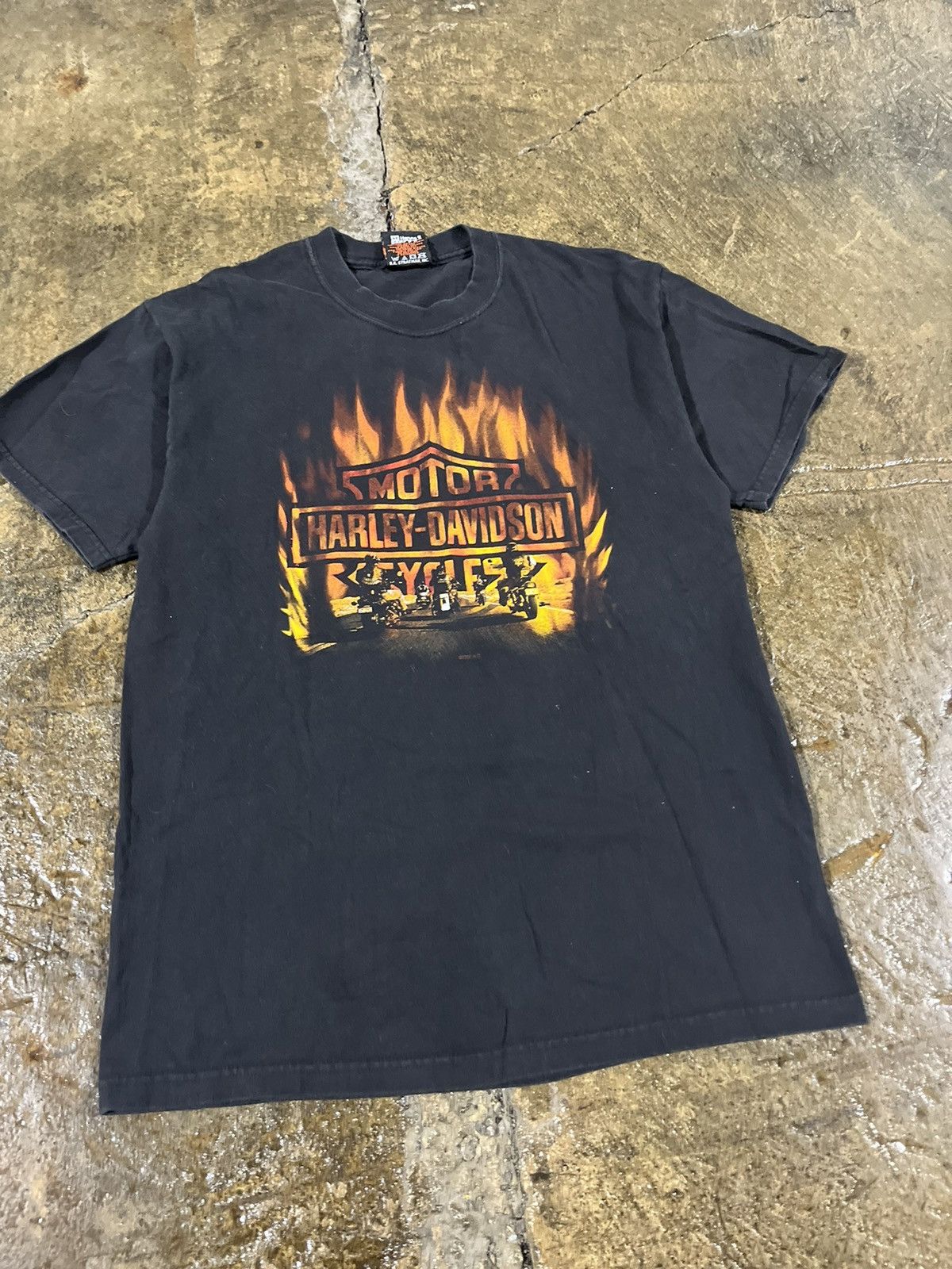 Harley Davidson × Vintage Crazy Vintage Y2K Harley Davidson Flames Biker Logo Tee Size US S / EU 44-46 / 1 - 3 Thumbnail