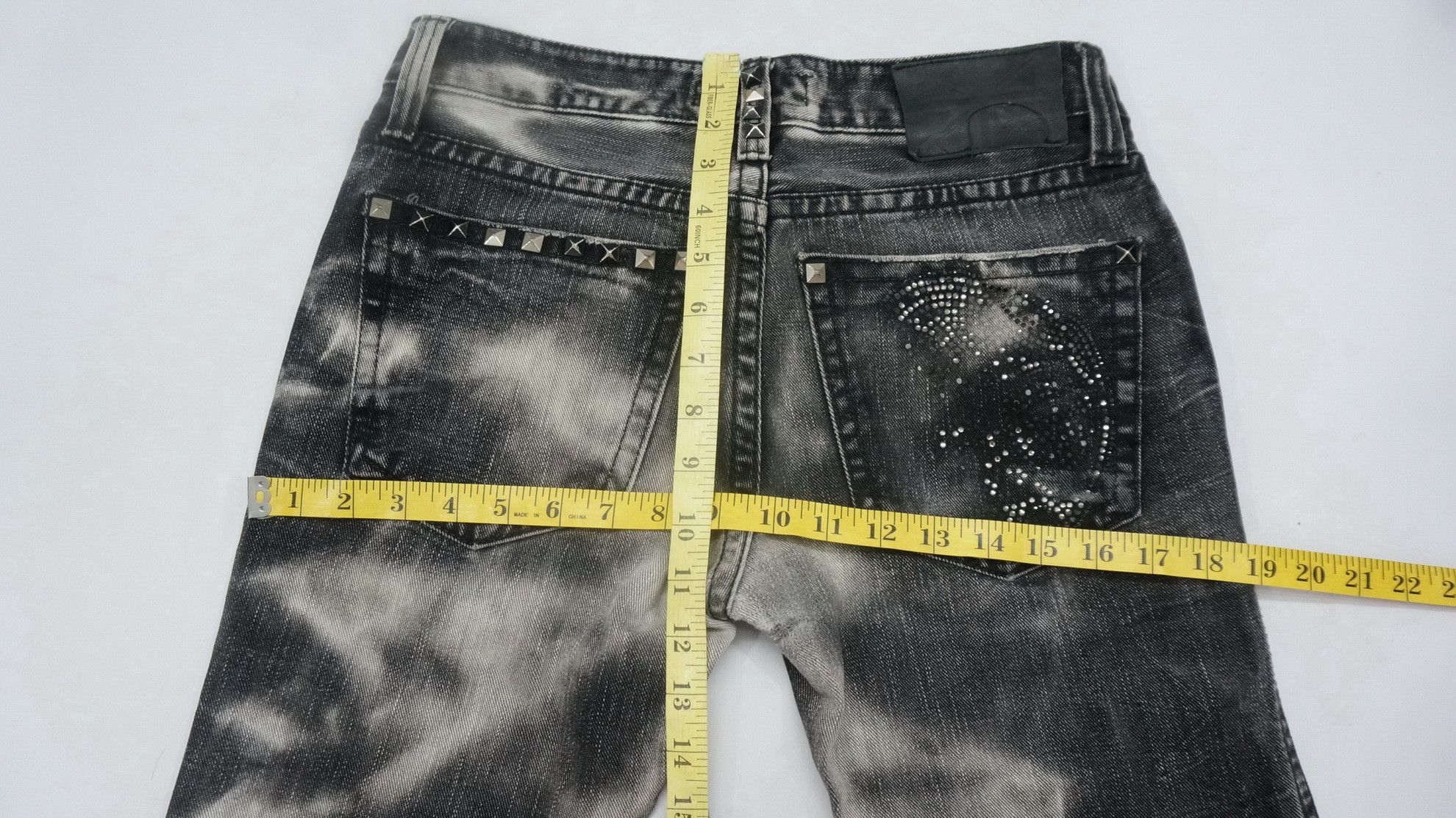Japanese Brand XFRM Acid Wash Punk Skull Beads and Studded Jeans Size US 29 - 13 Thumbnail