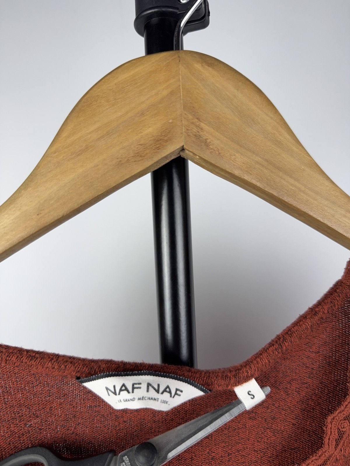 Japanese Brand 00s NAF NAF Romantic Terracotta Knit Top with Lace Trim S Size S / US 4 / IT 40 - 5 Thumbnail