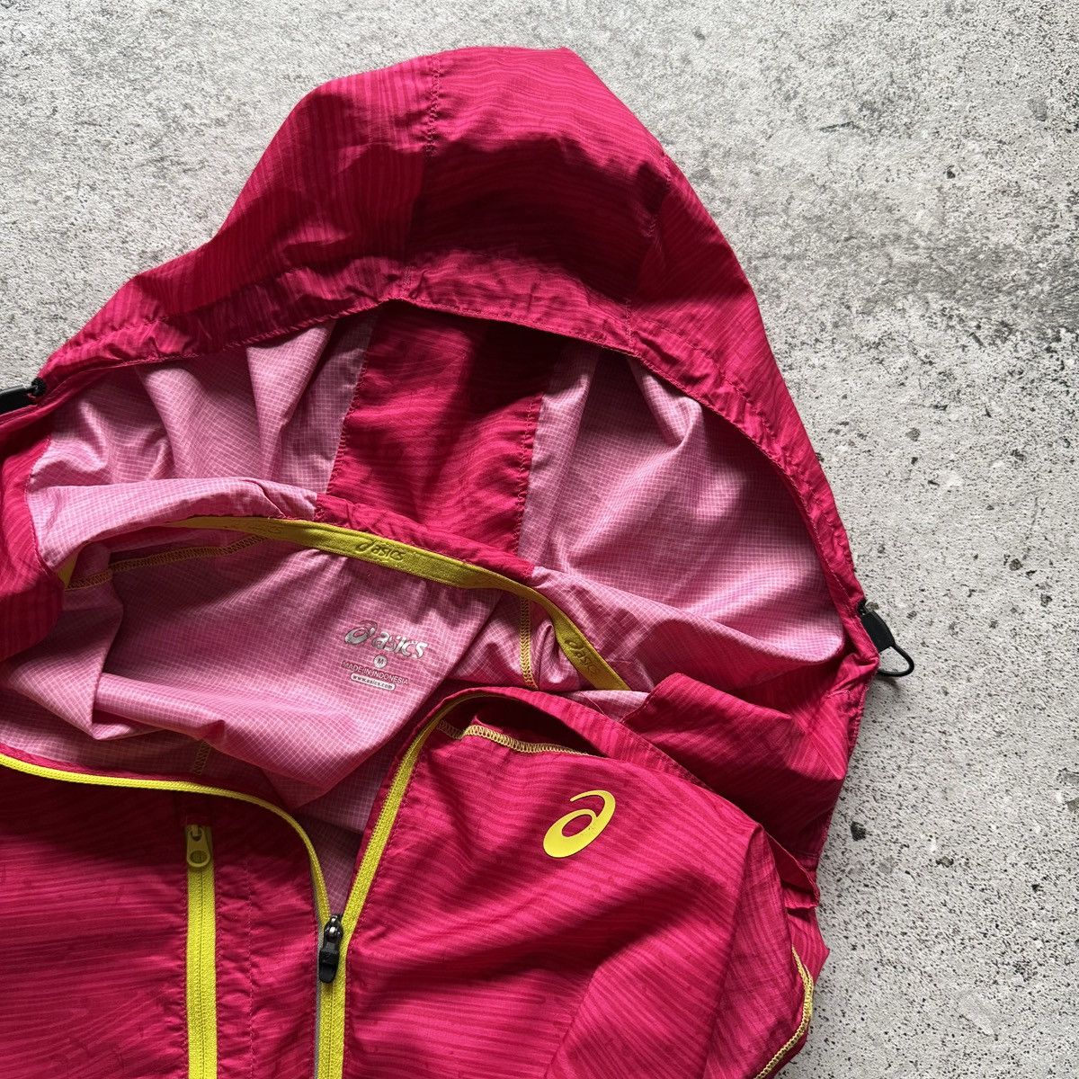 Asics Asics Womens Pink Neon Yellow Full Zip Hooded Running Jacket Size M / US 6-8 / IT 42-44 - 5 Thumbnail