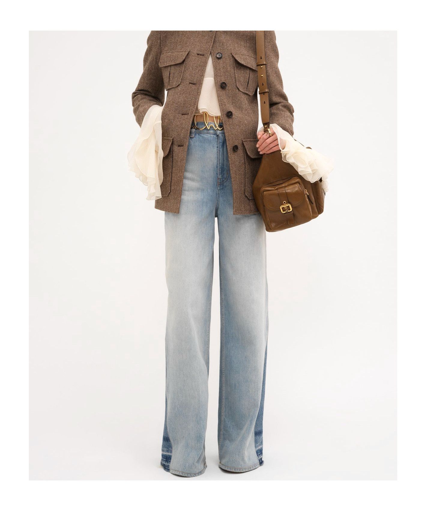 Chloe o1loc1c11125 Stonewashed Wide Jeans in Light Blue Size 26" / US 2 / IT 38 - 6 Thumbnail