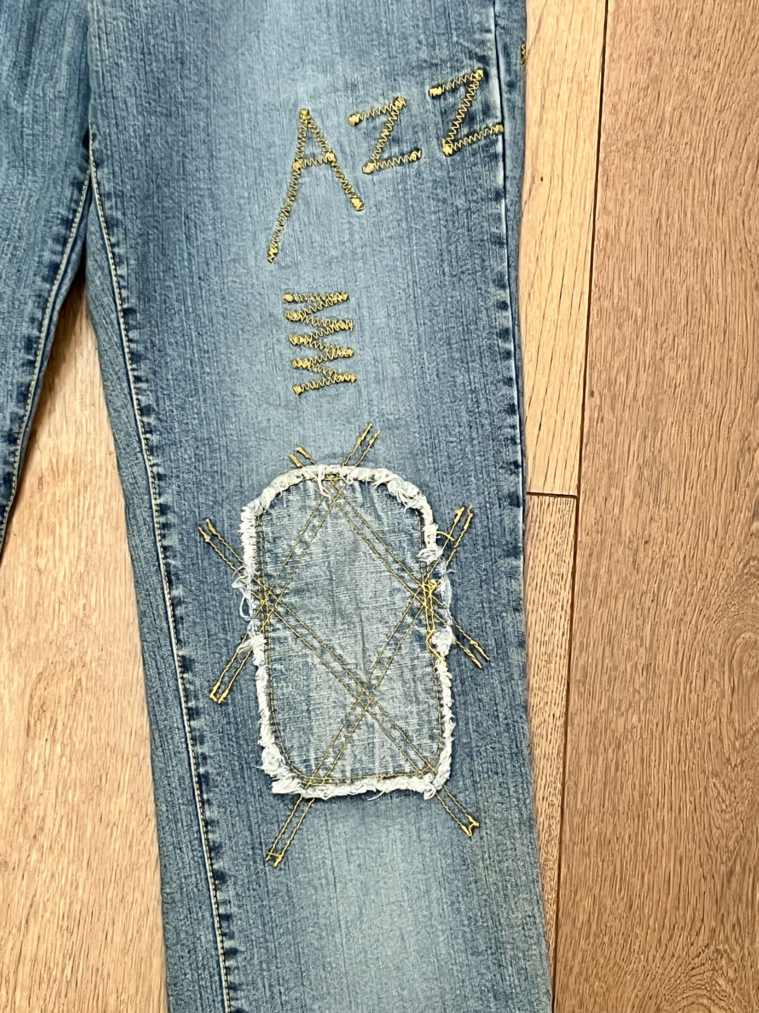 Vintage Azzure Denim Love Life Embroidered Y2K Jeans Size 31 Size 31" - 2 Thumbnail