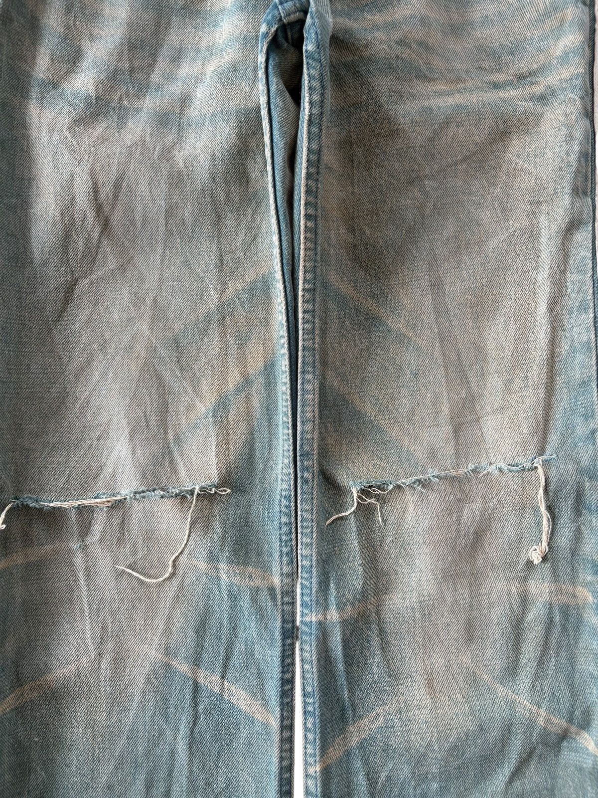 ABAHOUSE VTG Y2K Abahouse Super Mud Wash Striped Loose Jeans Size 33" - 5 Thumbnail