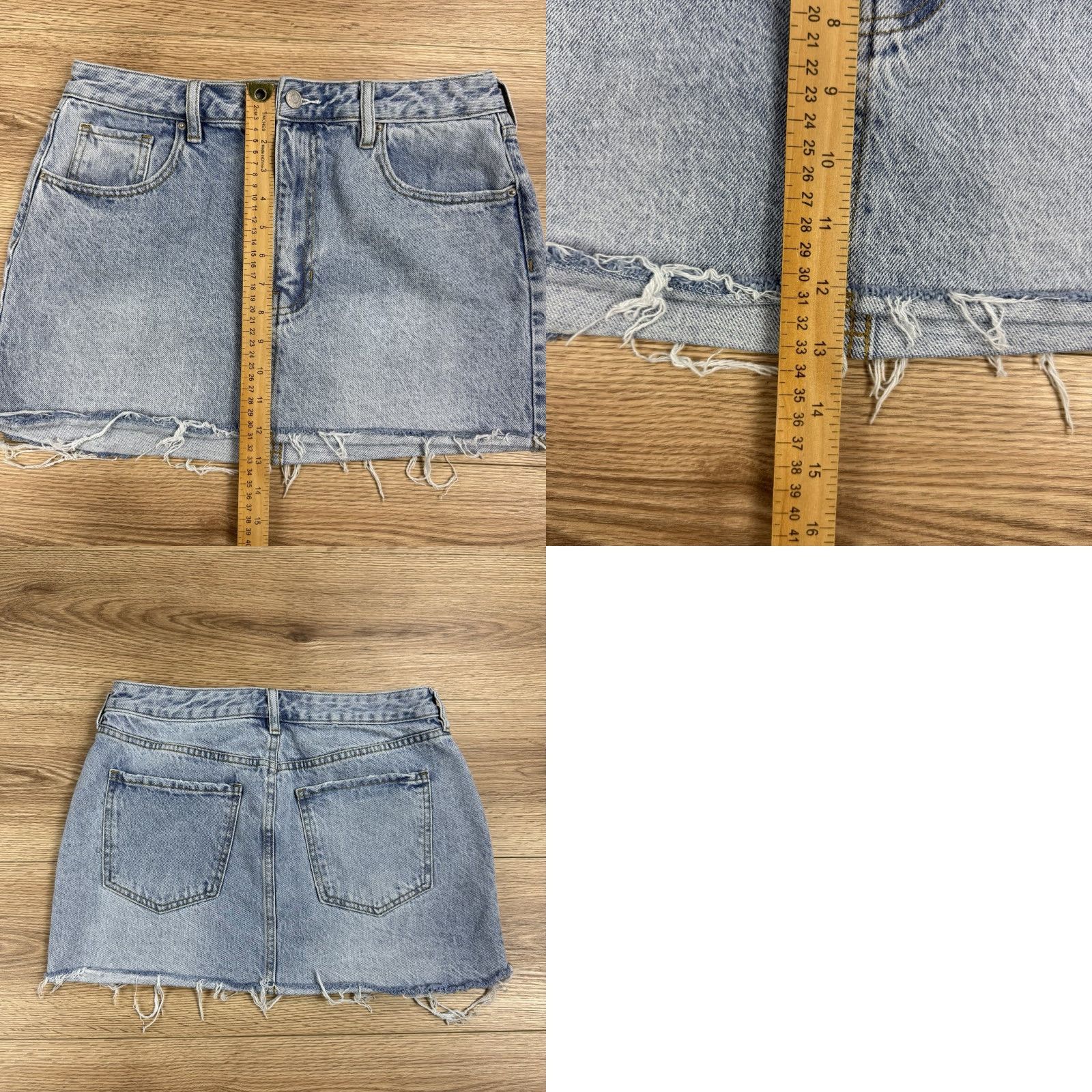 Pacsun PacSun Women’s Light Wash Denim Mini Skirt Raw Frayed Hem Size 29 Blue Regular Skirt Womens 29 Size 29" - 8 Thumbnail