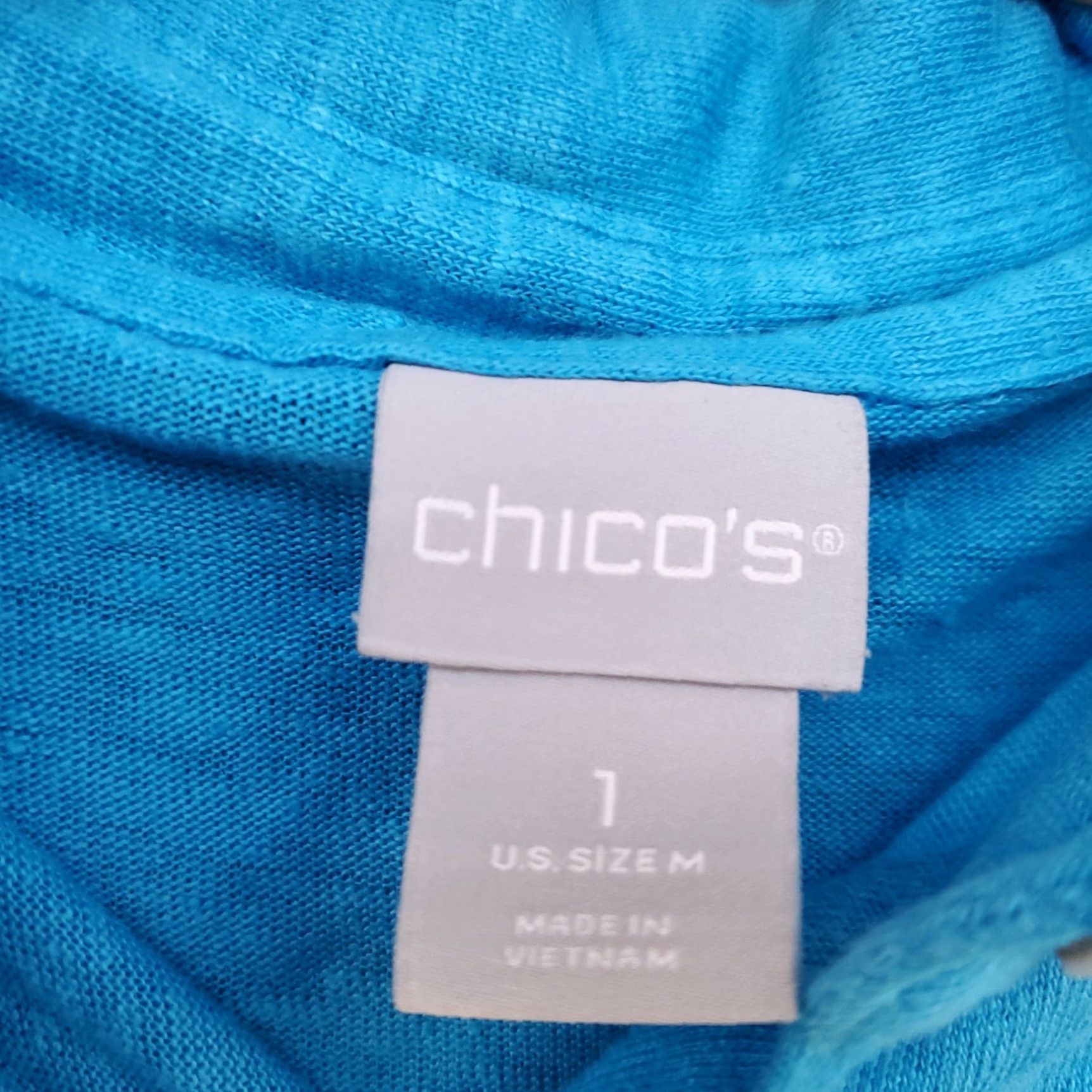 Vintage Chicos Blouse Shirt Womens M Blue Linen Button Up Short Sleeve Collared Pleated Back Casual Size M / US 6-8 / IT 42-44 - 5 Thumbnail