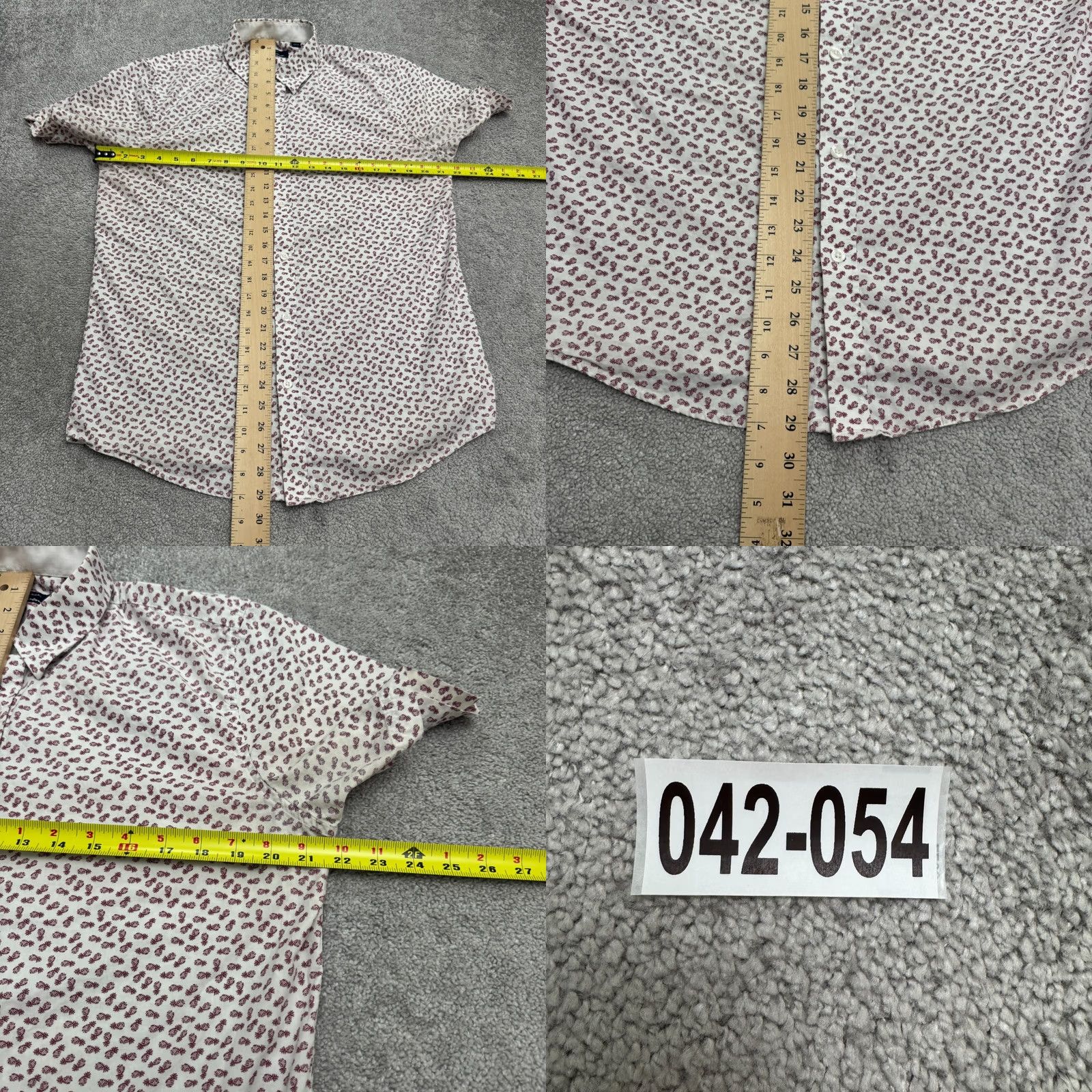 Ben Sherman Ben Sherman Pineapple Print Button-Down Shirt Mens M White Red Cotton Size US M / EU 48-50 / 2 - 9 Thumbnail