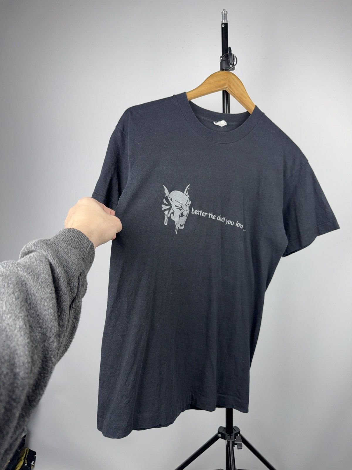 Vintage 90s Vintage Gothic “Better The Devil You Know” Darkwear Tee Size US M / EU 48-50 / 2 - 2 Thumbnail