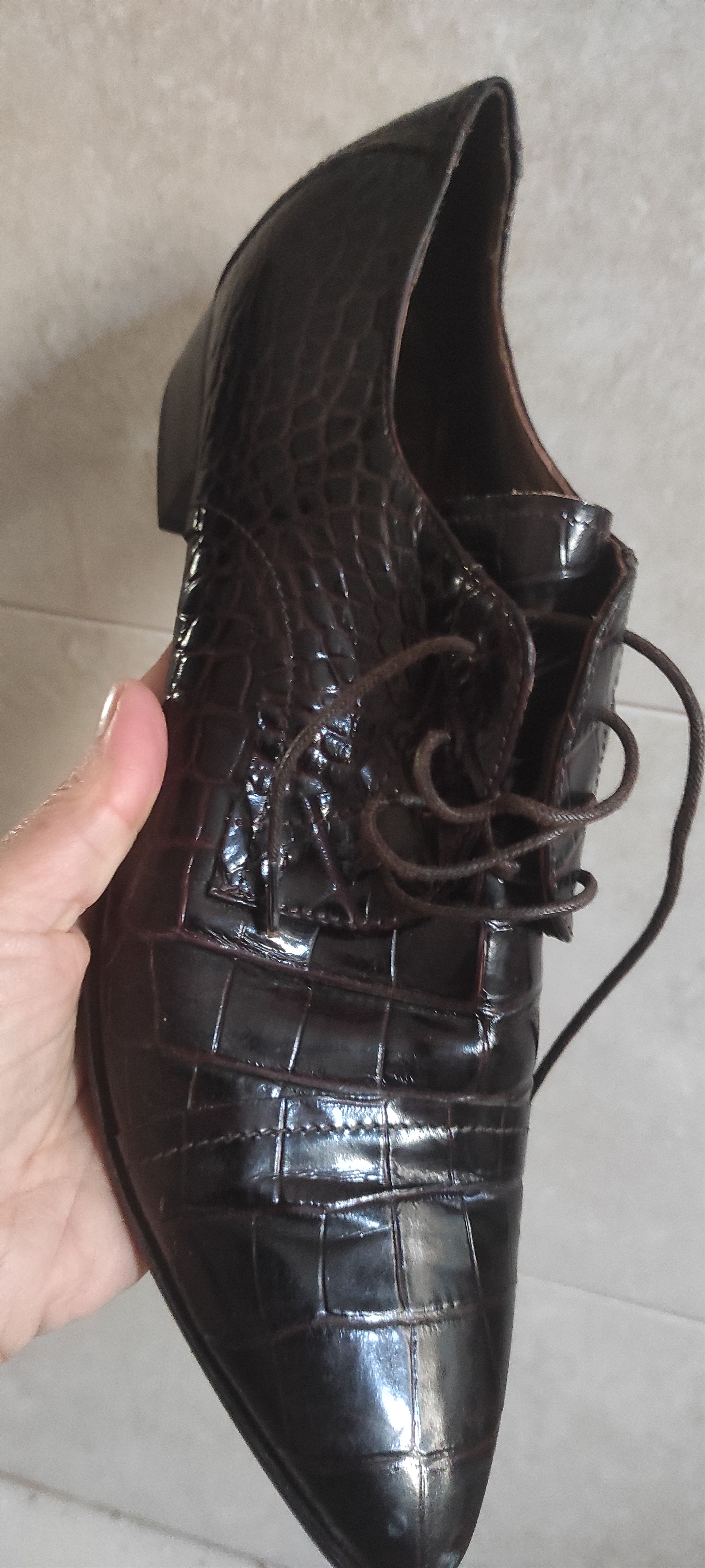 Other Laura Bellariva Crocodile Print Women's lace-up Shoes Size US 11 / IT 41 - 12 Thumbnail