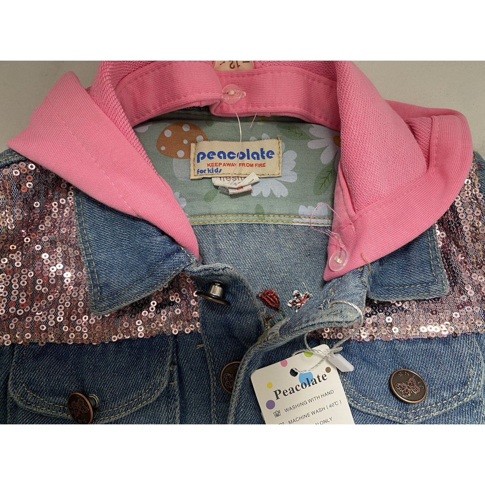 & Other Stories Peacolate denim jacket w/pink hood sz 2/3 yrs girls NWT Size XS / US 0-2 / IT 36-38 - 2 Thumbnail