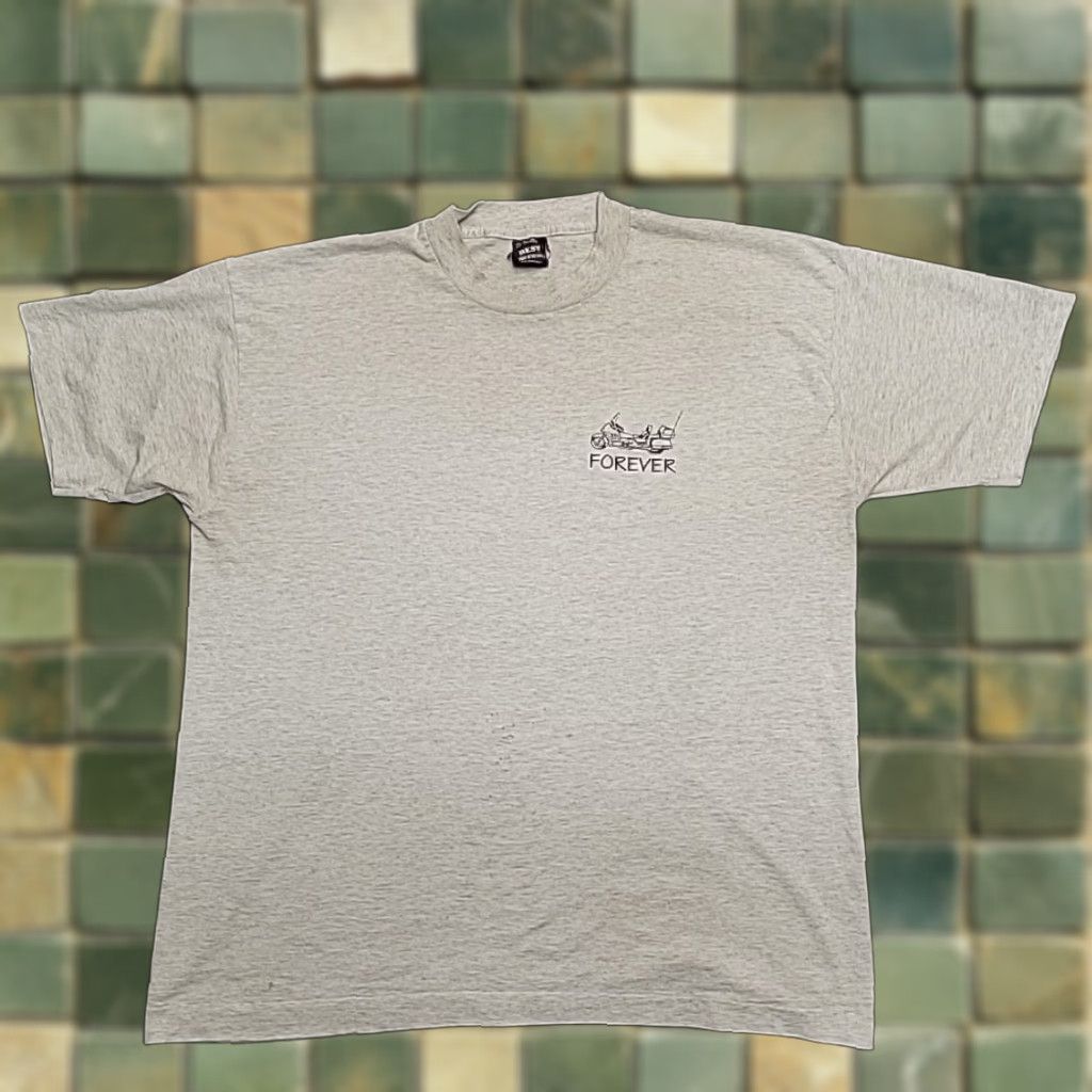 Fruit Of The Loom VTG Motorcycle Shirt Men XL Gray Forever Biker Made In The USA Single Stitch Tee Shirt Mens XL Gray Motorcycle Forever Biker Made In USA Tee Size US XL / EU 56 / 4 - 1 Thumbnail