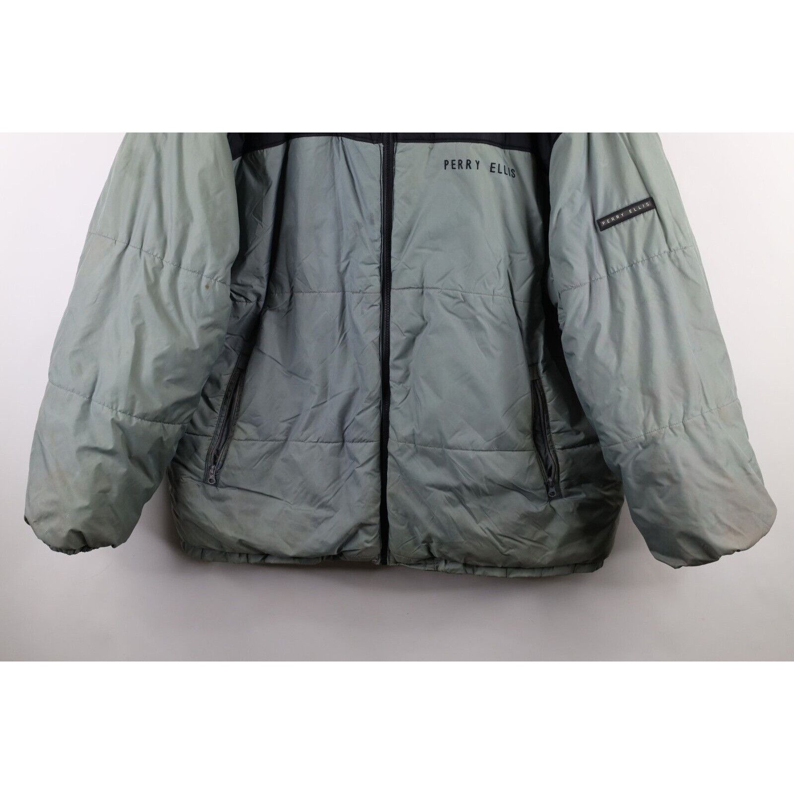 Perry Ellis × Vintage Vintage 90s Perry Ellis Faded Reversible Puffer Jacket 4XL Size US XXL / EU 58 / 5 - 3 Thumbnail