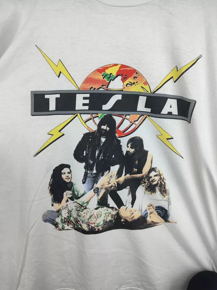 Vintage Vintage Tesla Psychotic European Tour 1991 t shirt Size US XL / EU 56 / 4 - 9 Thumbnail