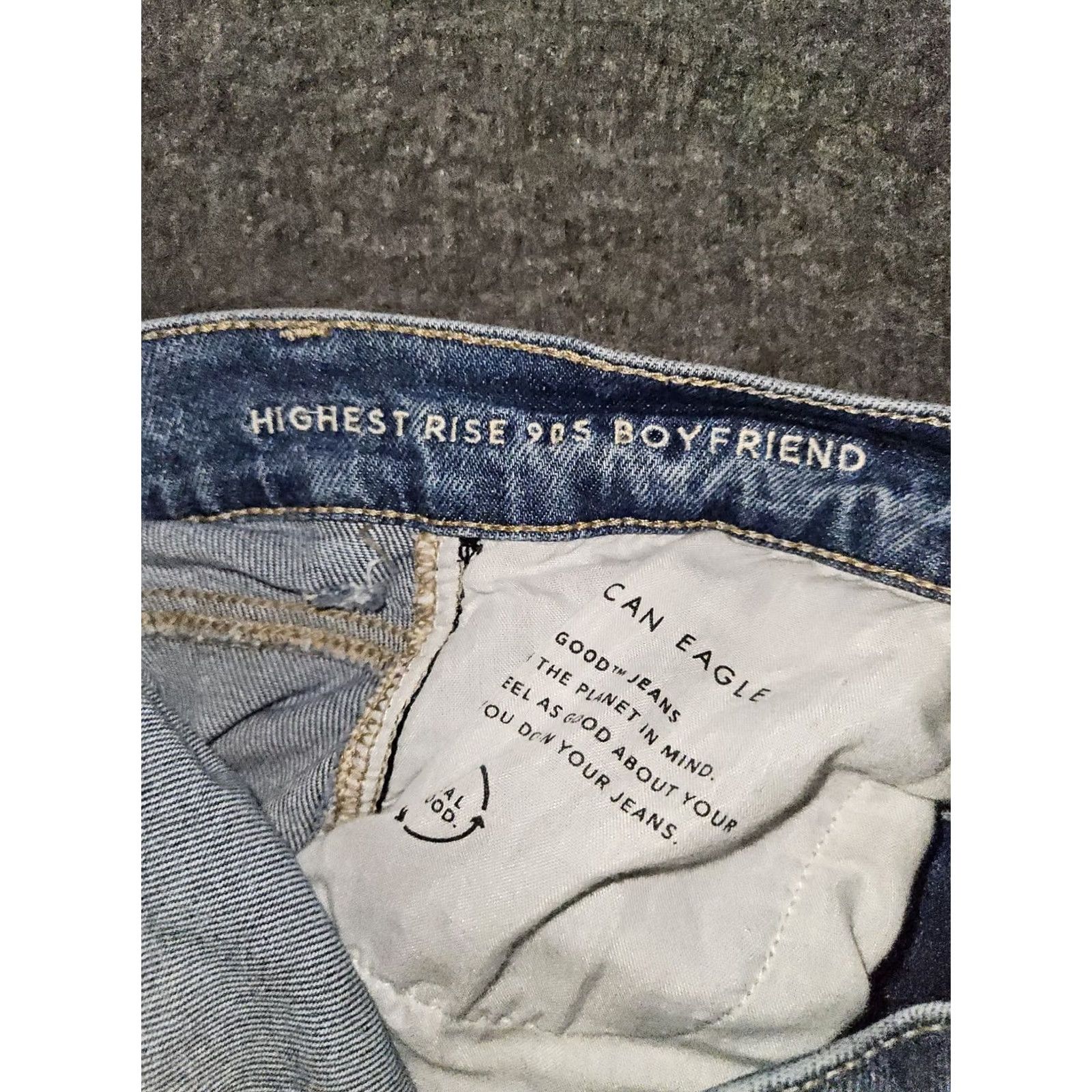 American Eagle Outfitters 90s Boyfriend Jeans - American Eagle High Rise 6 Wash Blue Distressed Y2K Size 28" / US 6 / IT 42 - 3 Thumbnail