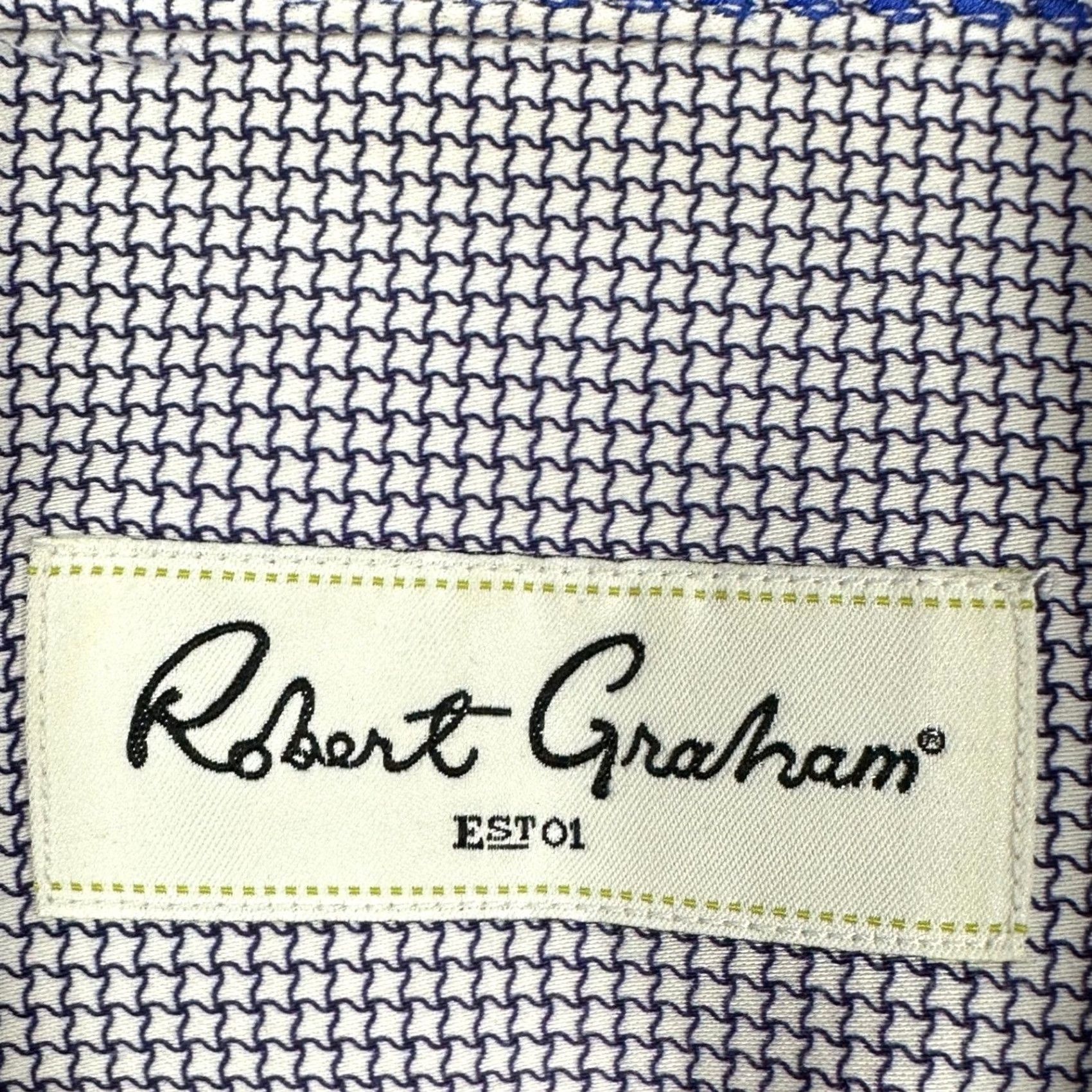 Robert Graham VINTAGE Robert Graham Shirt Mens 42 Button-Up Geometric Long Sleeve Purple White Tailored, Preppy, Business Mens Size US XL / EU 56 / 4 - 4 Thumbnail