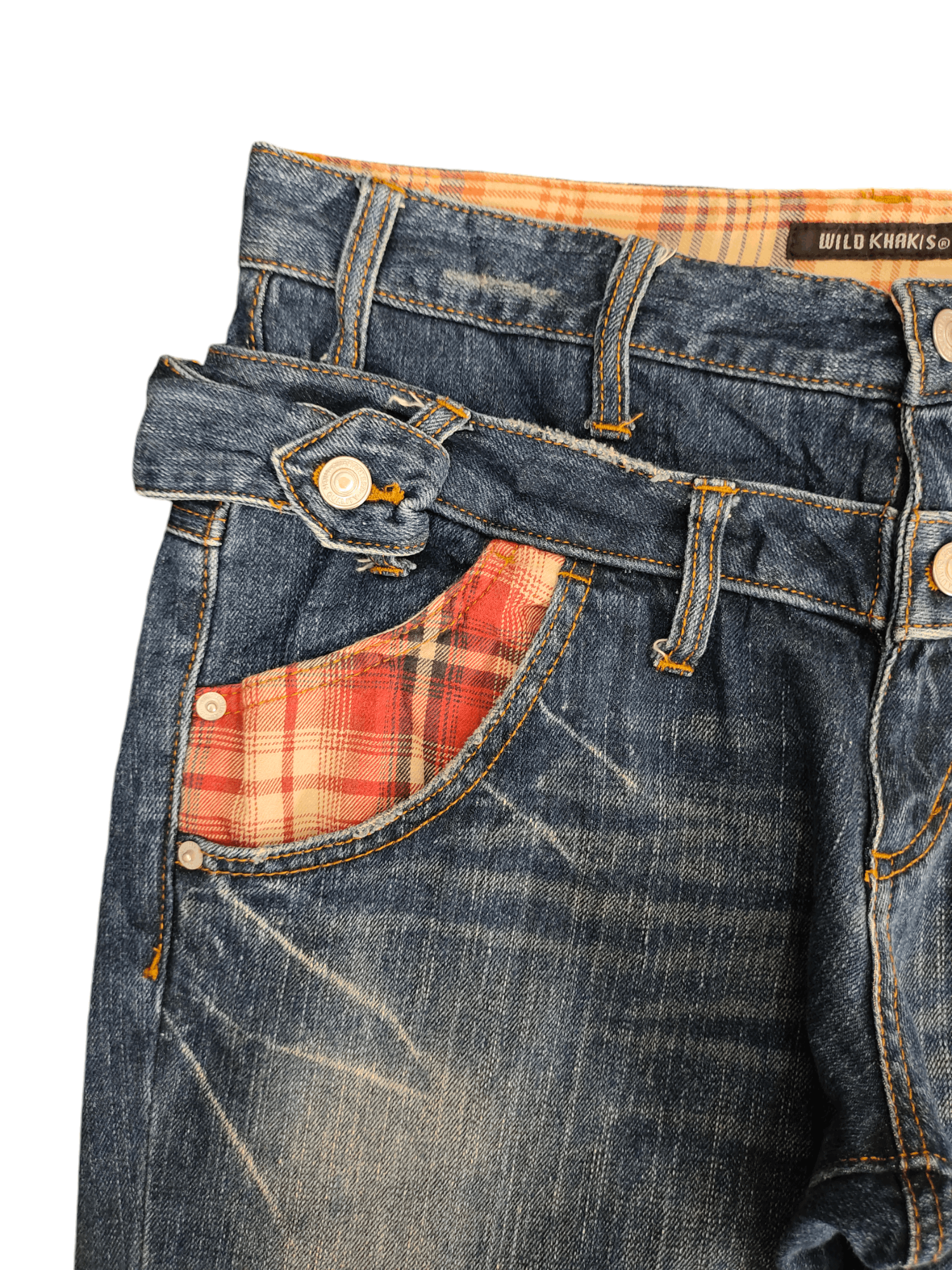 If Six Was Nine Vintage Y2k Wild Khakis Double Waist Clawmark Faded Jeans Size US 32 / EU 48 - 3 Thumbnail