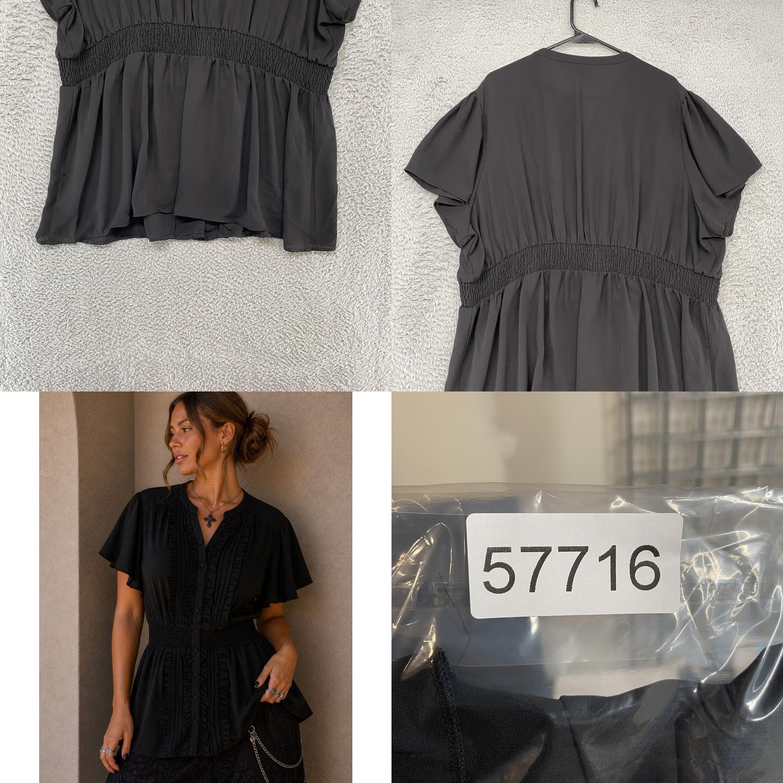 Torrid Torrid Ruffle Tunic Top Womens 3X Black Button Front Flutter Sleeve Size XXL / US 16-18 / IT 52-54 - 9 Thumbnail