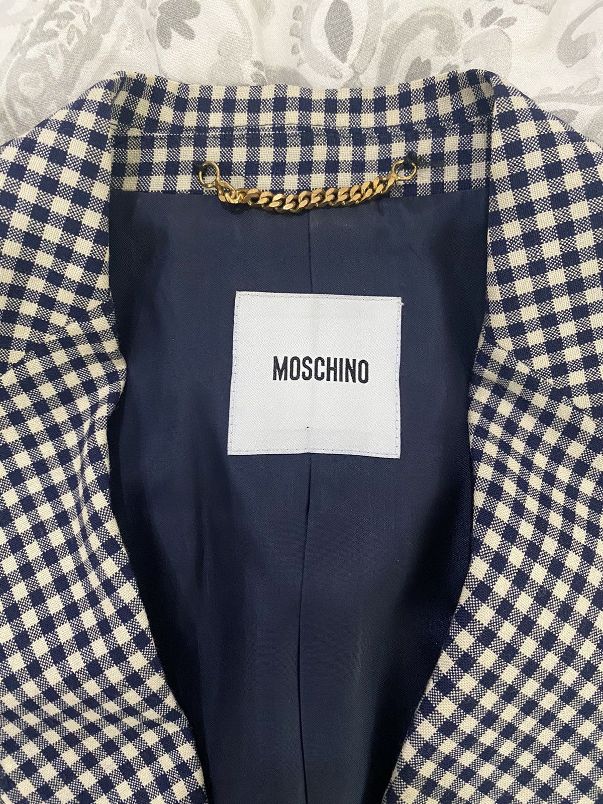 Moschino Blue/White Plaid Blazer Size S / US 4 / IT 40 - 6 Thumbnail