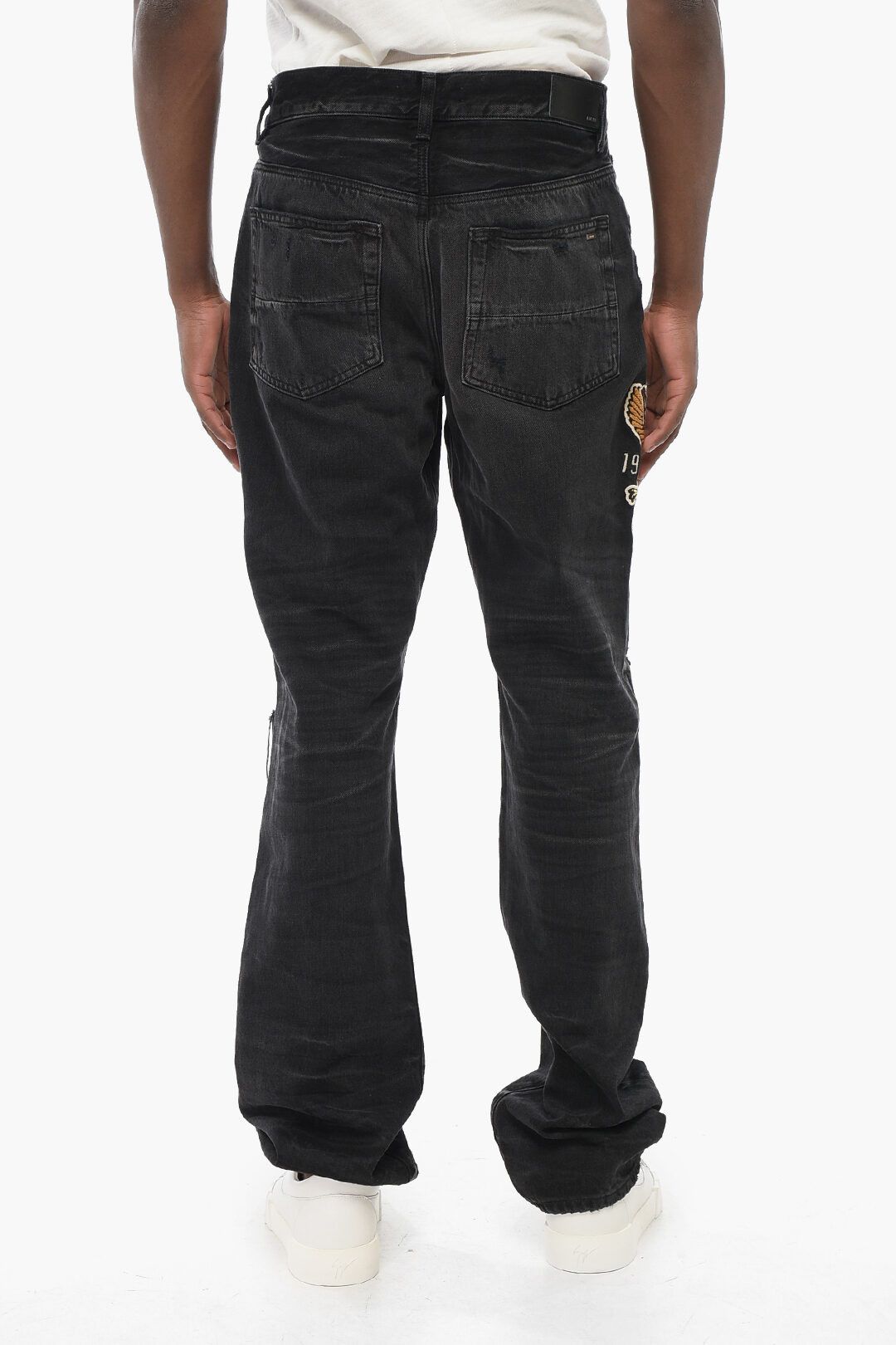 Amiri og1mm0825 Embroidered Varity Eagle Regular Fit Denim Black Size US 31 - 2 Thumbnail