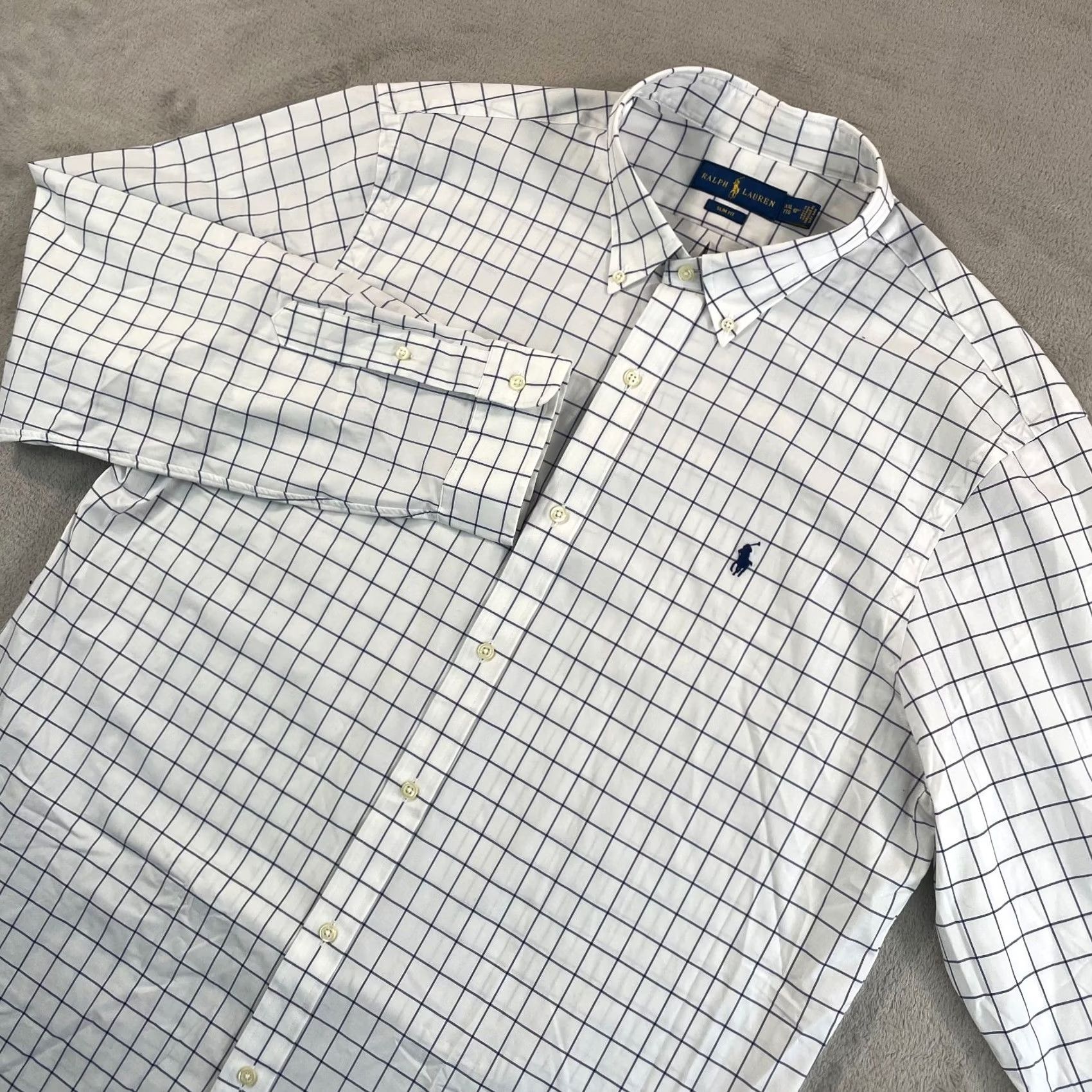 Polo Ralph Lauren Polo Ralph Lauren Oxford Shirt Men 2XL White WindowPane Slim Fit Pony Preppy Shirt Size US XXL / EU 58 / 5 - 2 Thumbnail