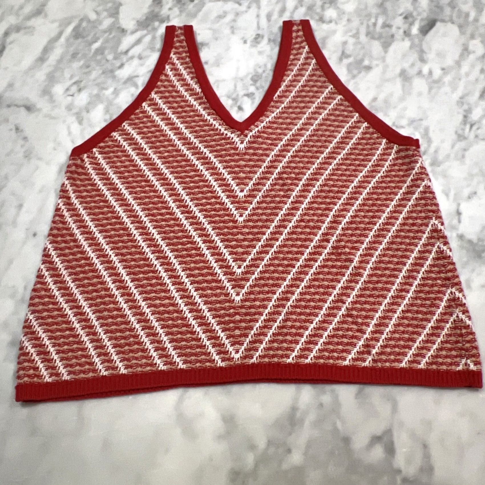 Wrangler Wrangler Western Tank Women Large V-Neck Loose Knit Sleeveless Chevron Pattern Multicolor Size L / US 10 / IT 46 - 4 Thumbnail