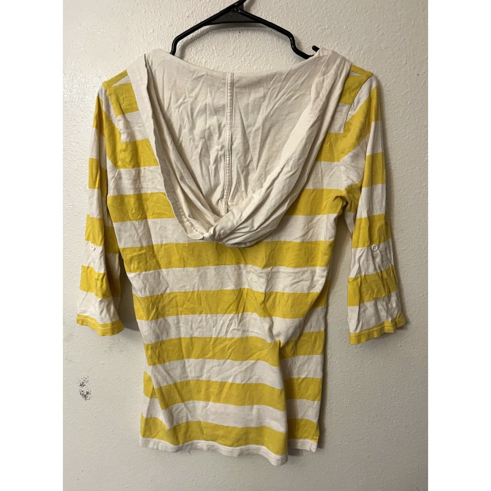 Nautica Nautica Women's Hoodie Top M 3/4 Sleeve Yellow Striped V-Neck Lightweight Loungewear Size M / US 6-8 / IT 42-44 - 3 Thumbnail
