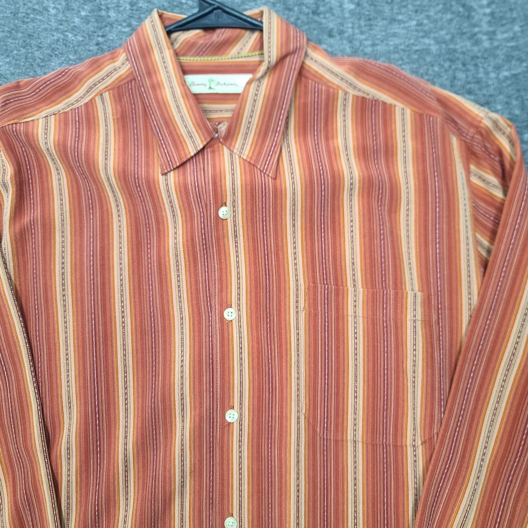 Tommy Bahama VINTAGE Tommy Bahama TB Jazzy Jeff Men's L 100% Silk Striped Long Sleeve Shirt Spice Size US L / EU 52-54 / 3 - 5 Thumbnail