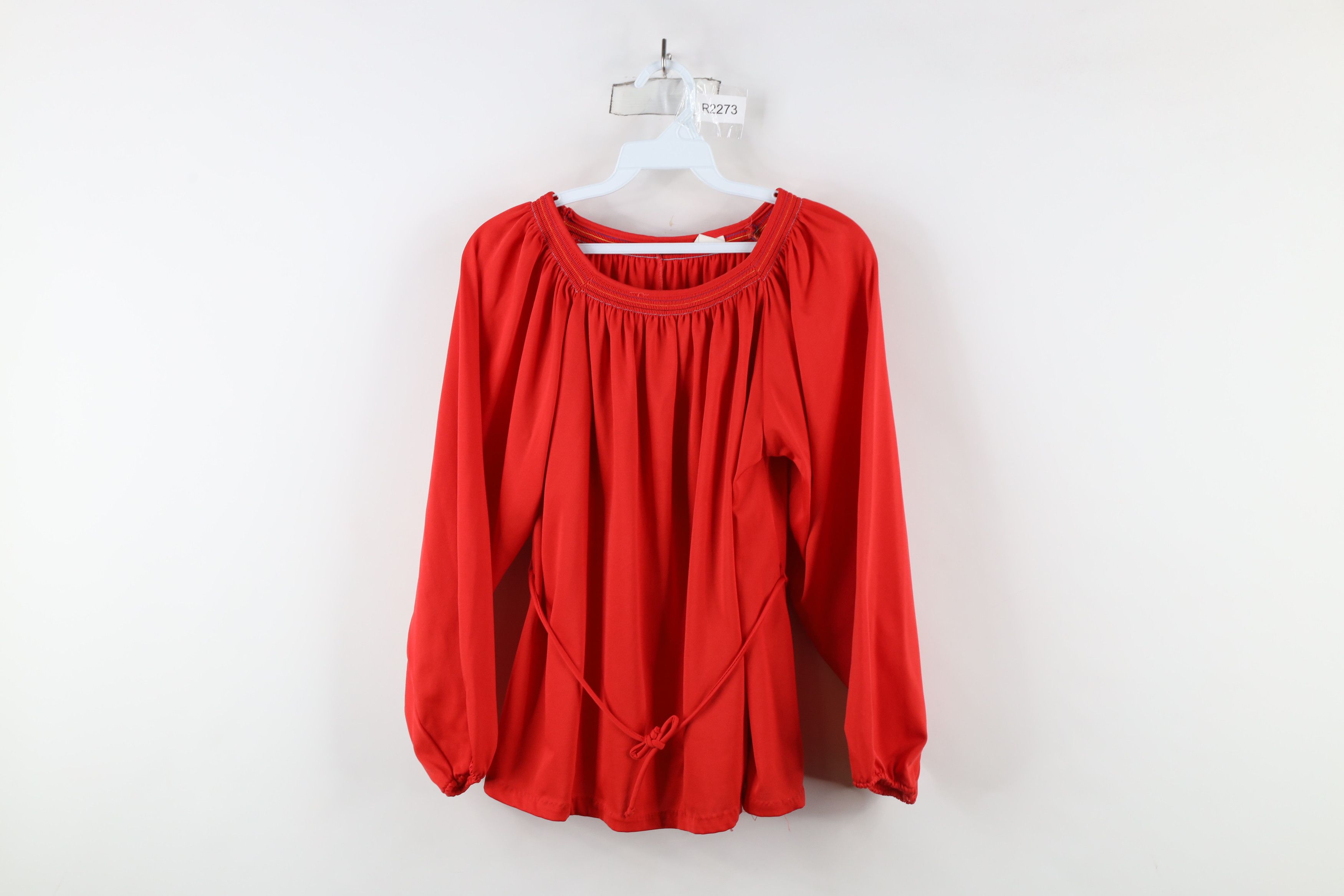 Vintage Vintage 70s Boho Chic Tie Front Knit Blouse Top Shirt USA Size XXL / US 16-18 / IT 52-54 - 1 Thumbnail