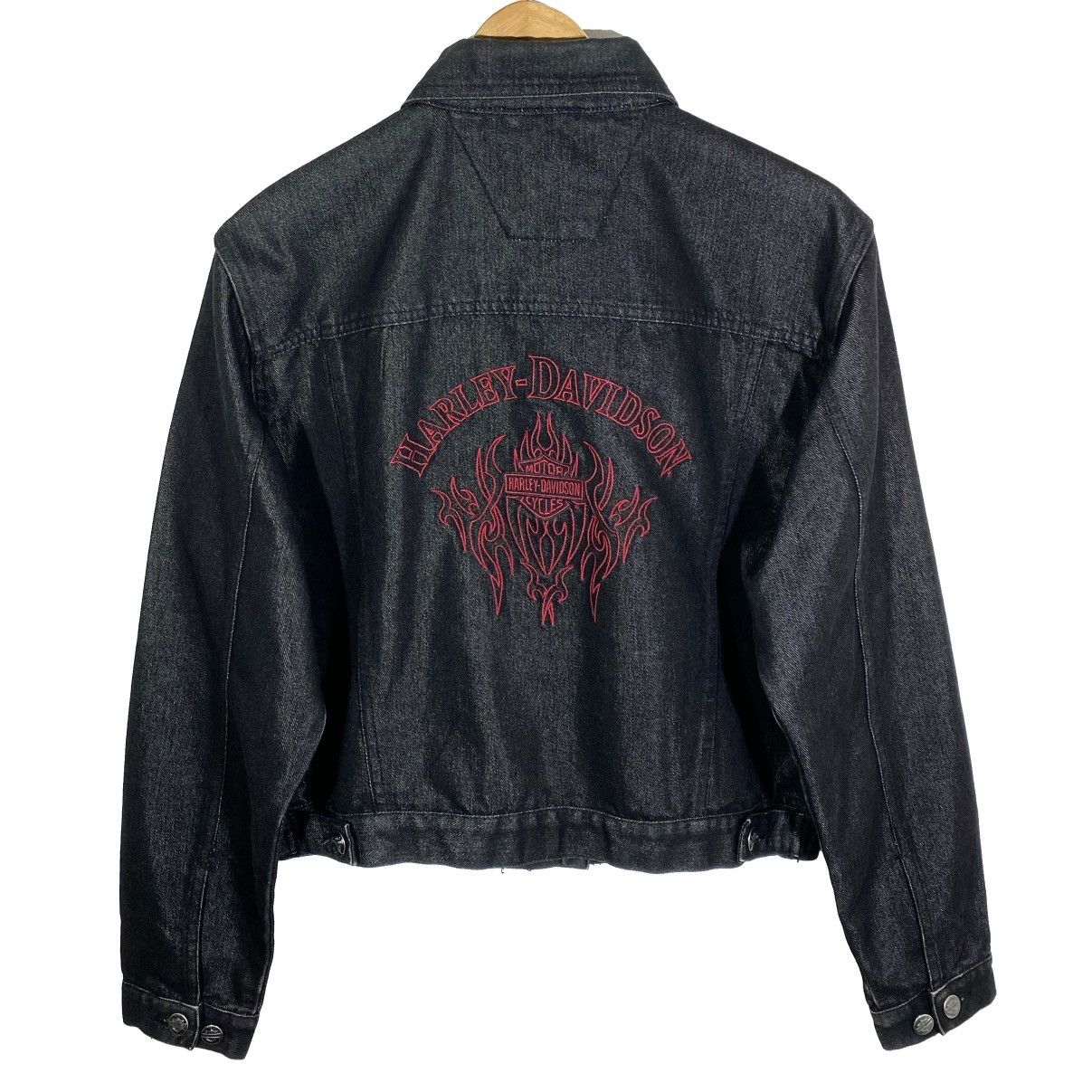 Harley Davidson Veste En Jean Biker Broderies Tribal Vintage Harley Davidson Size L / US 10 / IT 46 - 1 Thumbnail
