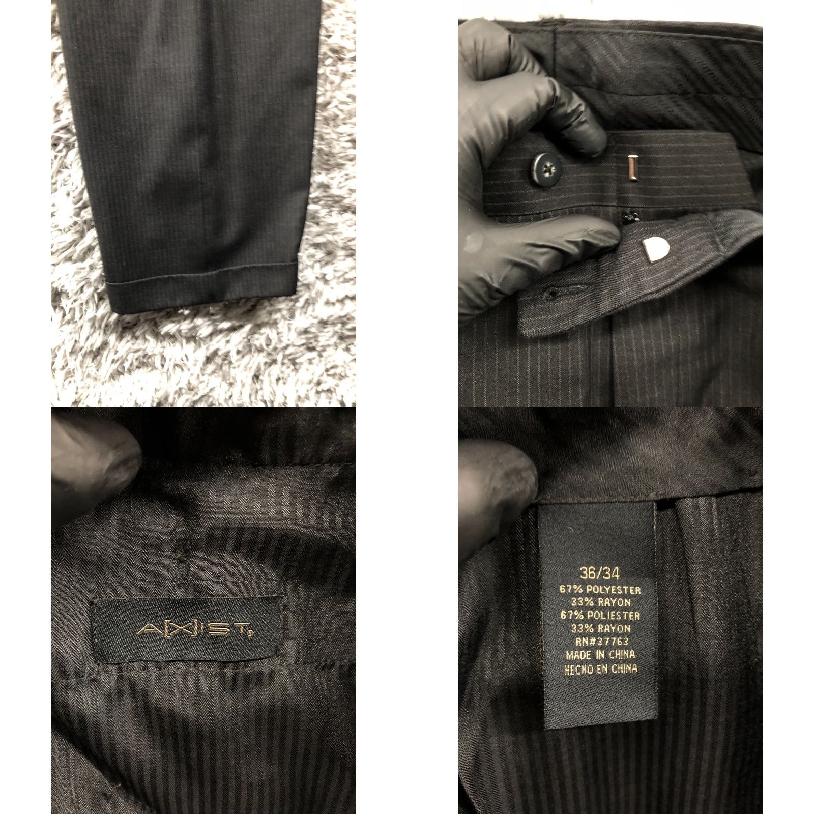Vintage Axist Mens Dress Pants 36x34 Black Pin Striped Size US 36 / EU 52 - 8 Thumbnail