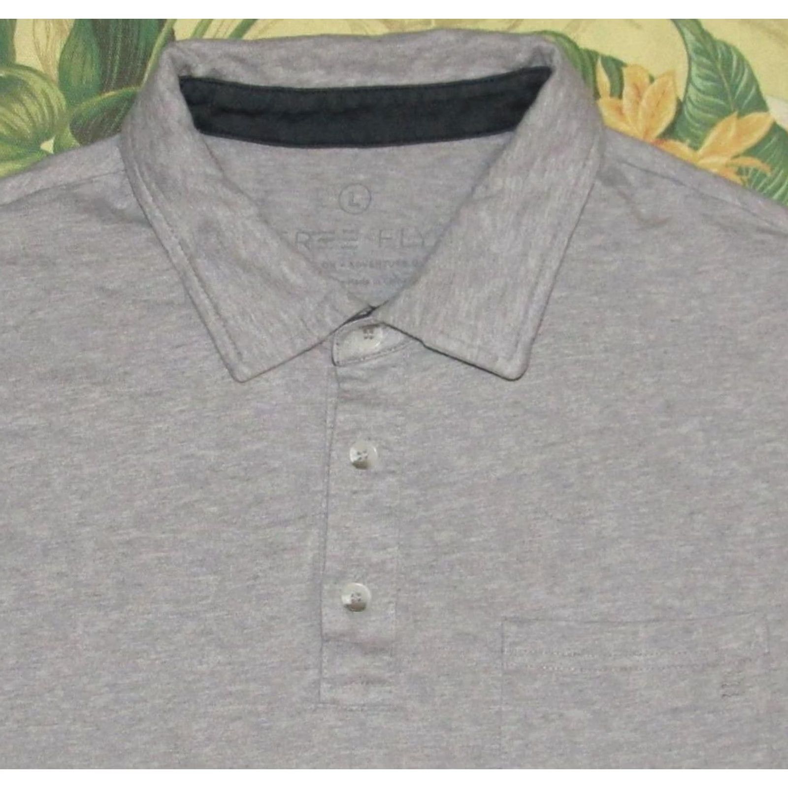 Vintage FREE FLY Grey Short Sleeve Bamboo Blend Polo Shirt Large L Mens Size US L / EU 52-54 / 3 - 2 Thumbnail