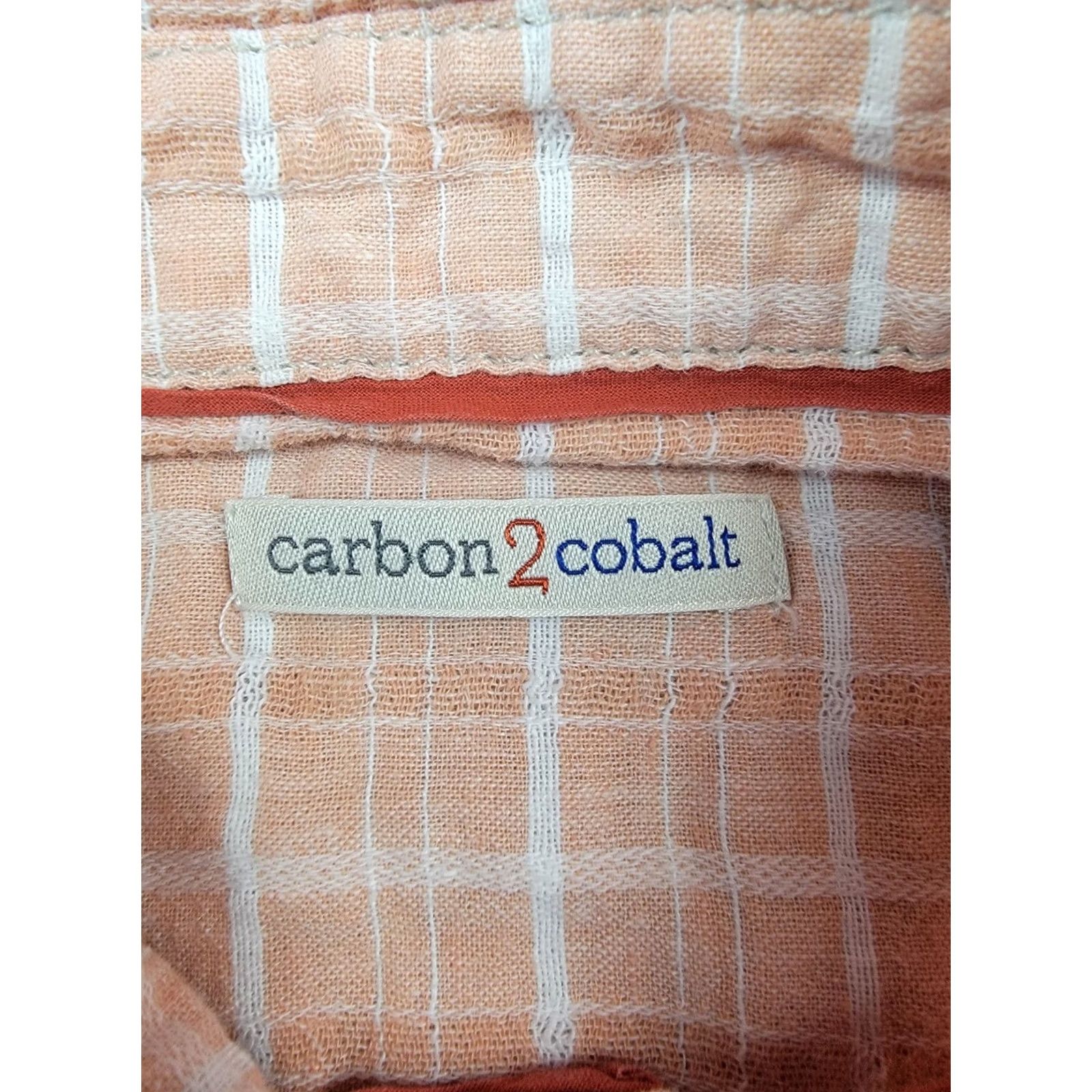 Carbon2Cobalt Carbon 2 Cobalt Shirt Mens Large Pink White Plaid Linen Blend Button Up Size US L / EU 52-54 / 3 - 6 Thumbnail