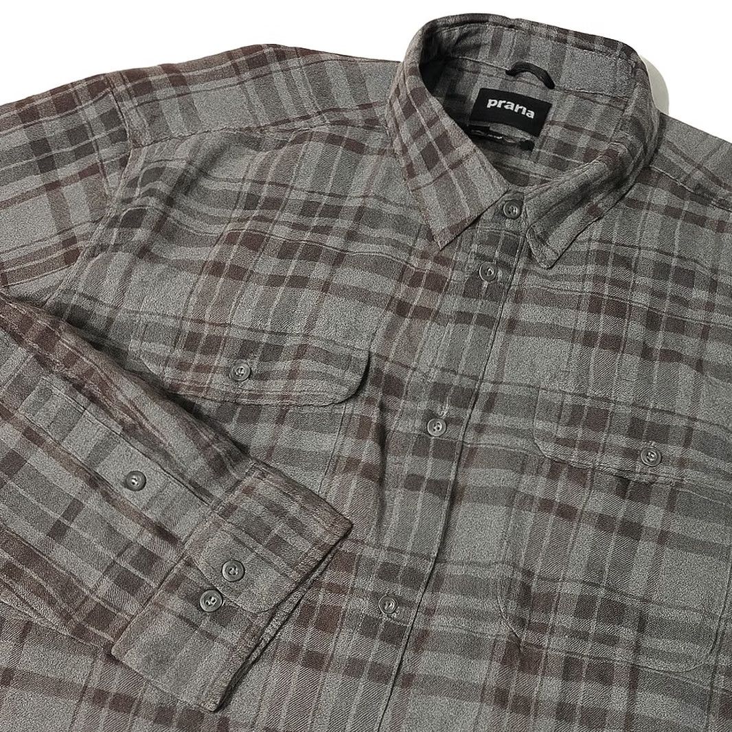 Prana Prana Shirt Mens XXL Gray Light Plaid Cotton Button-Up Long Sleeve Size US XXL / EU 58 / 5 - 2 Thumbnail