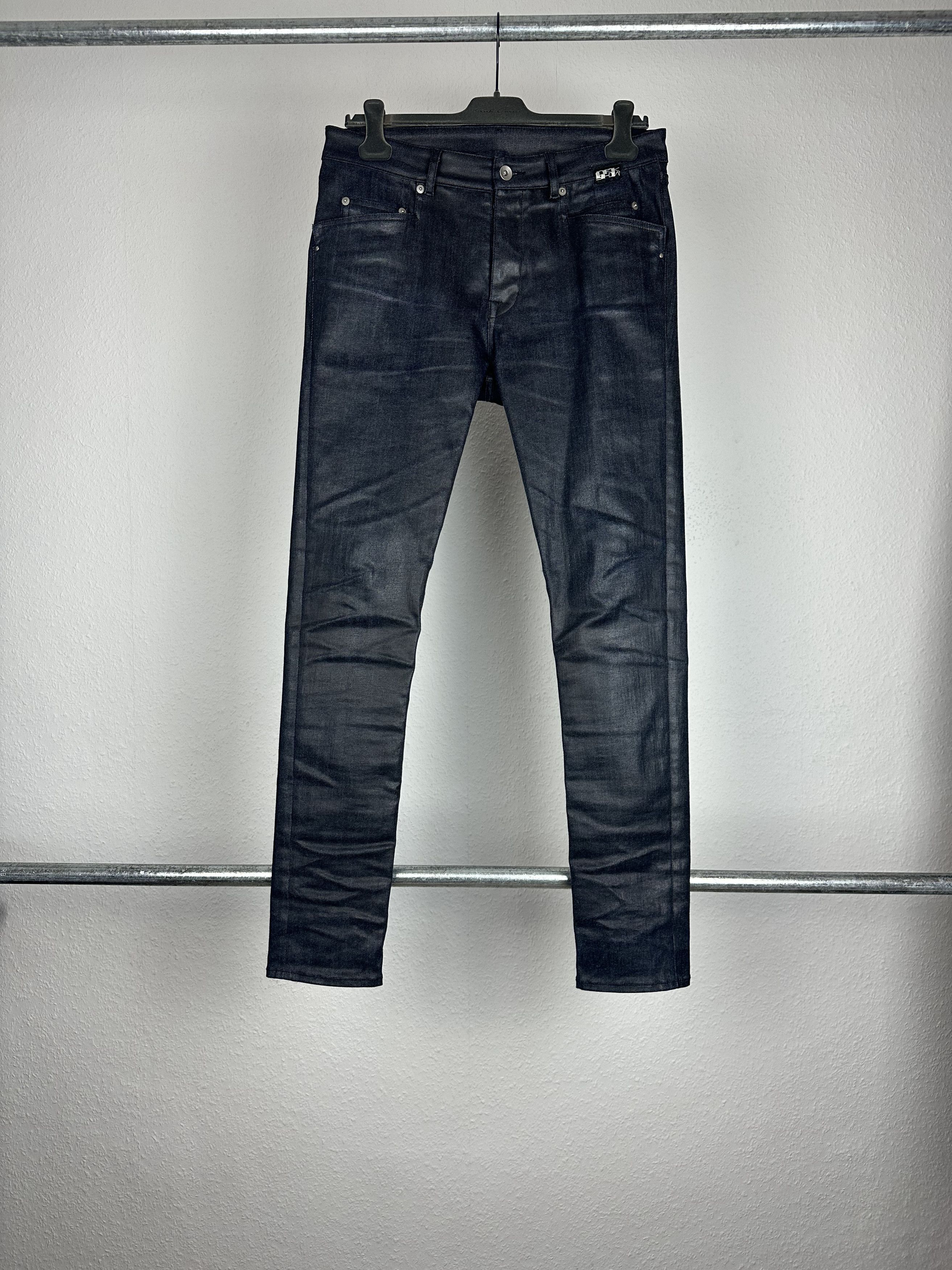 Image of Rick Owens Waxed Tyrone Jeans in Black, Men's (Size 31)