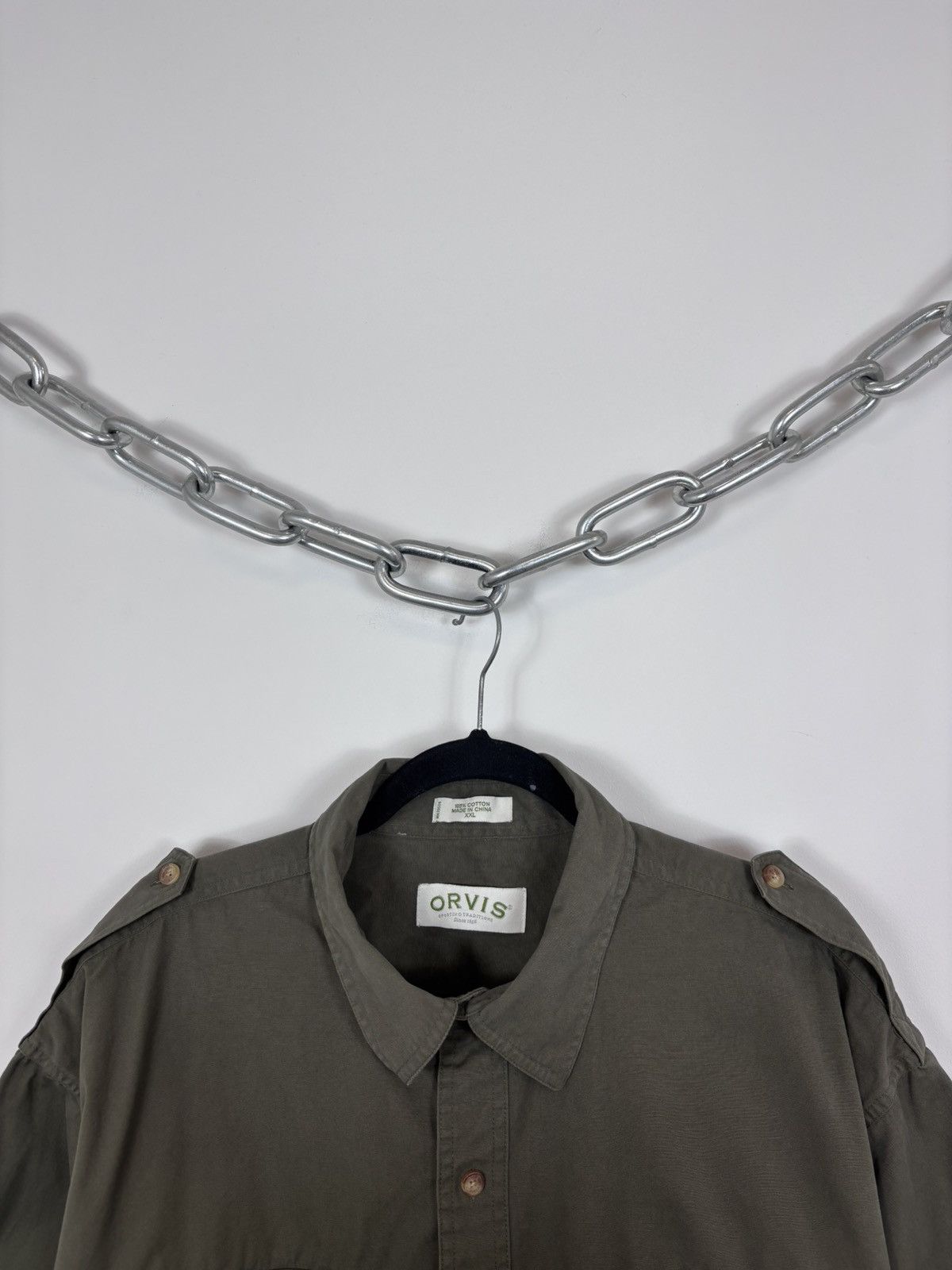 Orvis Vintage Orvis Bush Men’s Khaki Green Short Sleeve Shirt Size US XXL / EU 58 / 5 - 3 Thumbnail