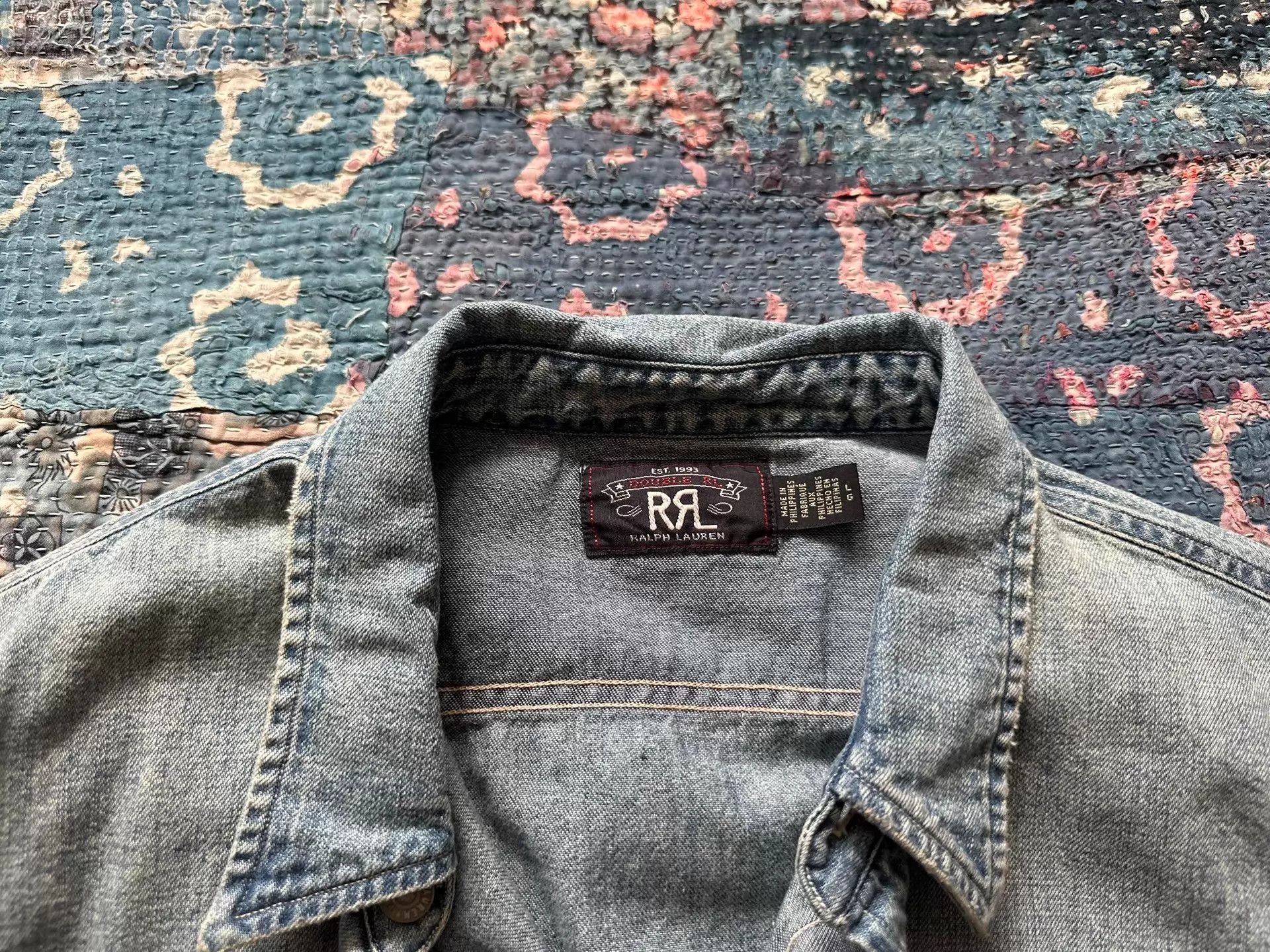 RRL Ralph Lauren RRL Distressed Denim Shirt L Mid-Weight Classic Size US L / EU 52-54 / 3 - 4 Thumbnail