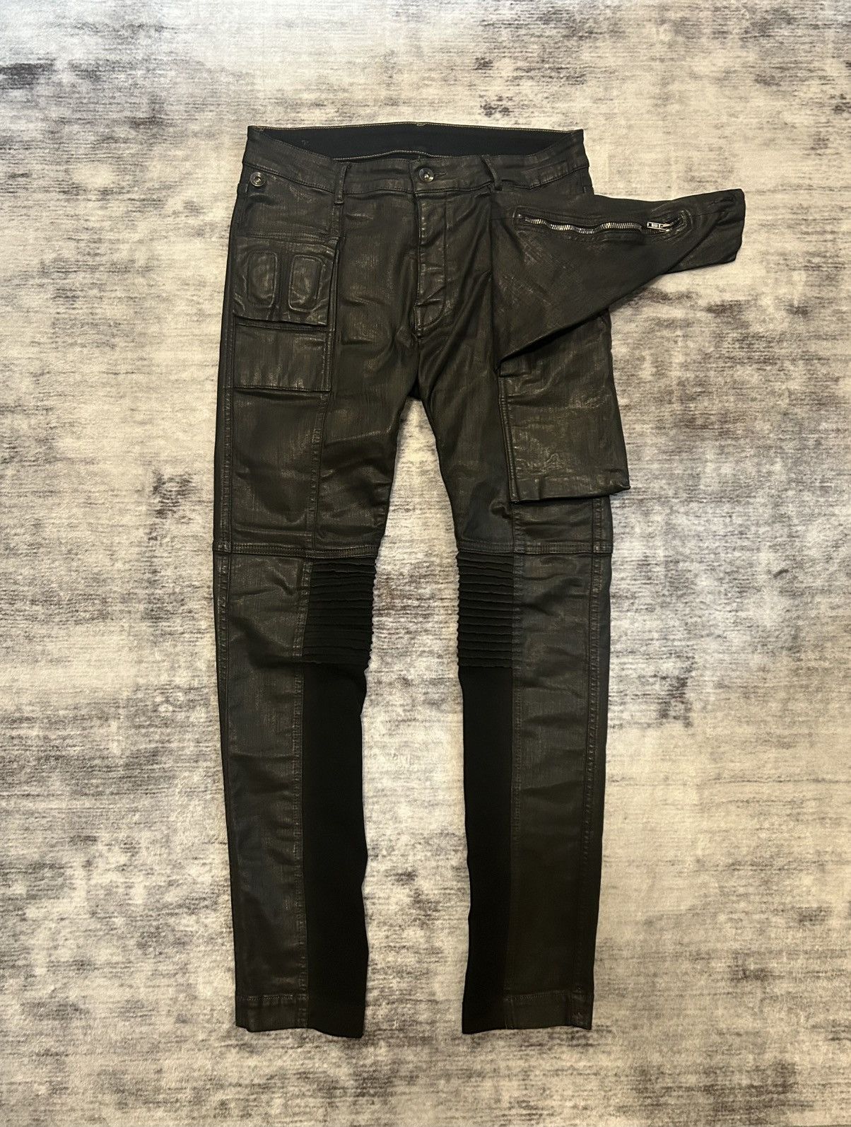 Rick Owens Drkshdw rick owens SS17 'Walrus' waxed memphis cut denim Size US 29 - 2 Thumbnail