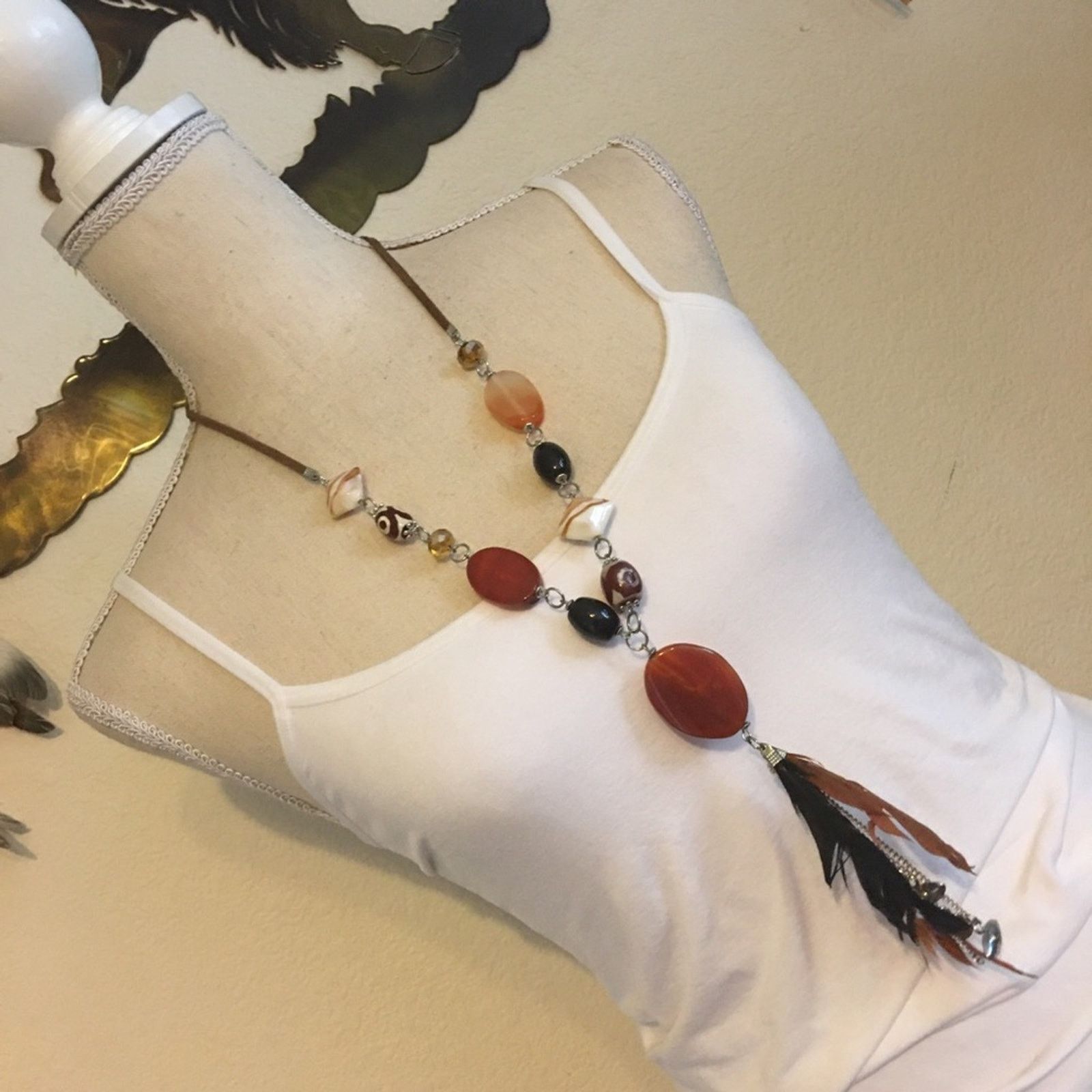 Jewelry Glass bead evil eye suede cord long necklace Size ONE SIZE - 3 Thumbnail