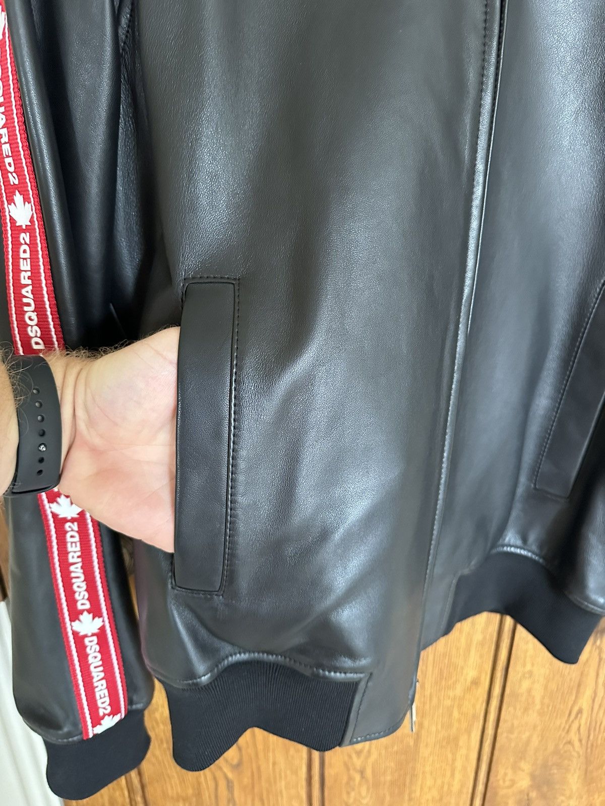 Dsquared2 FW20 Dsquared tape logo leather hoodie jacket Grail Size US L / EU 52-54 / 3 - 15 Thumbnail