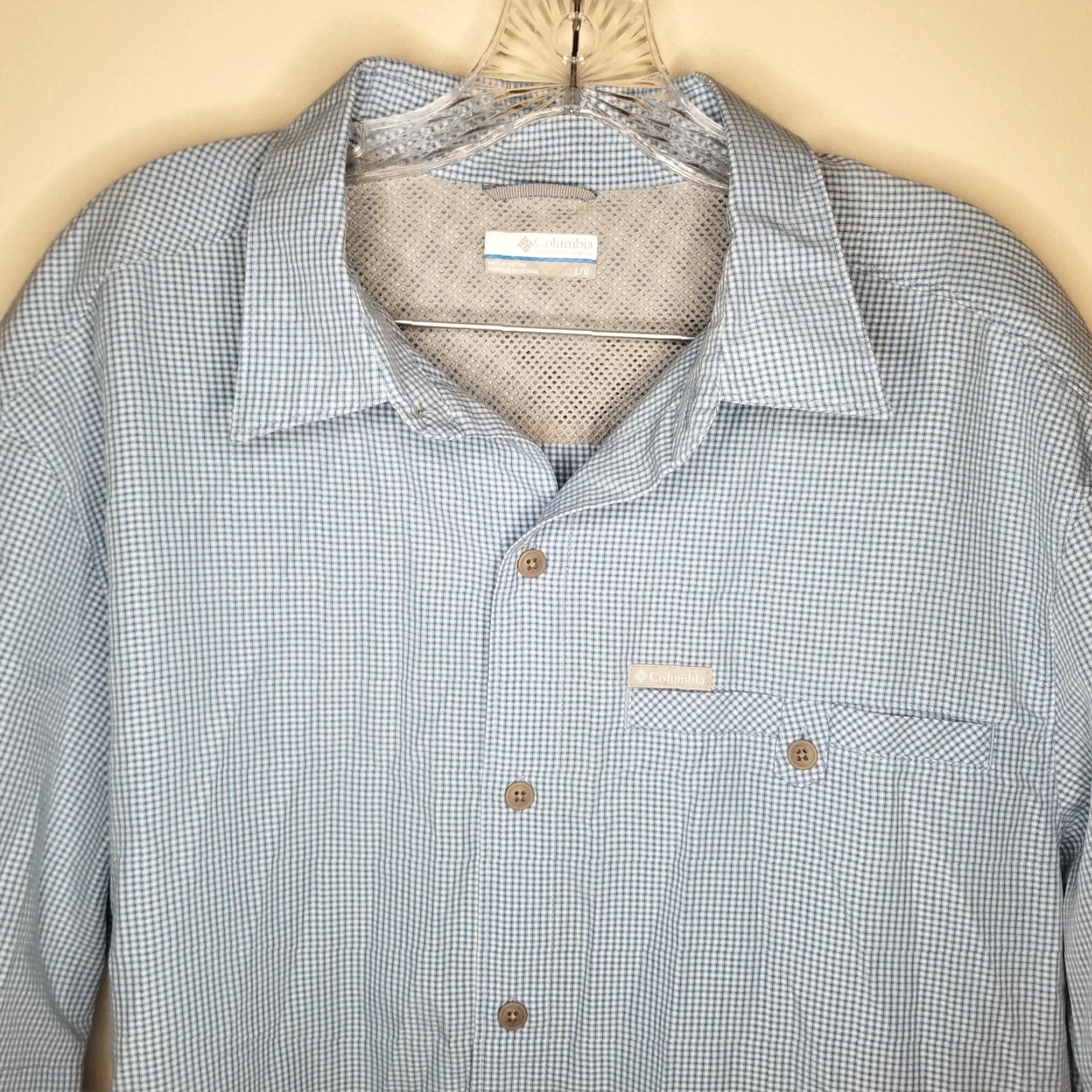Vintage Columbia Shirt Men L Regular Short Sleeve Blue Button-Up Size US 33 - 2 Thumbnail